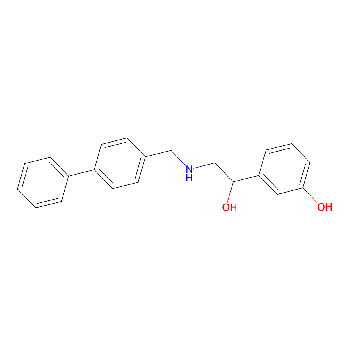 3-(1-Hydroxy-2-((4-phenylphenyl)methylamino)ethyl)phenol molecular structure, CAS 775294-71-8