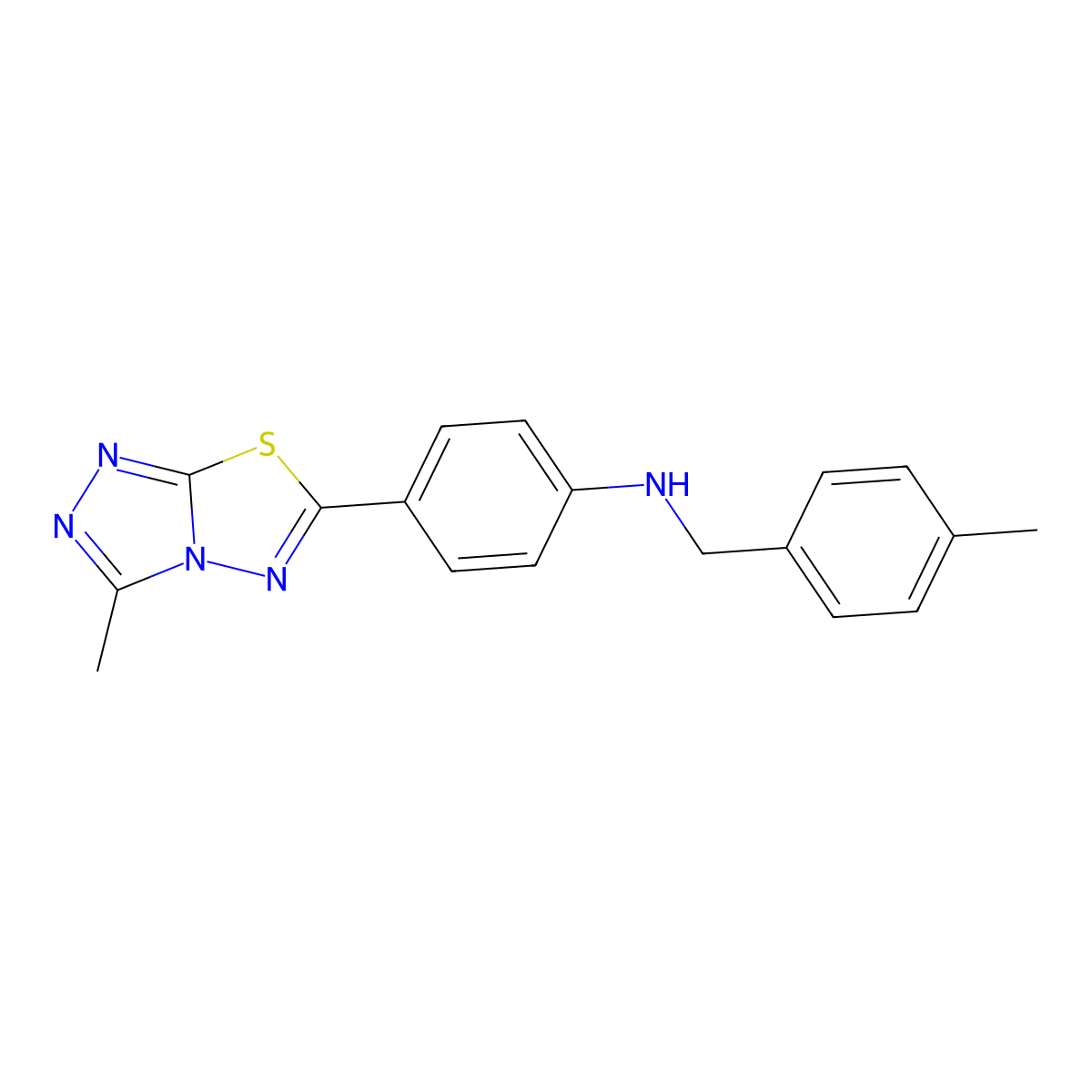 N-(4-methylbenzyl)-4-(3-methyl[1,2,4]triazolo[3,4-b][1,3,4]thiadiazol-6-yl)aniline molecular structure, CAS 775294-72-9