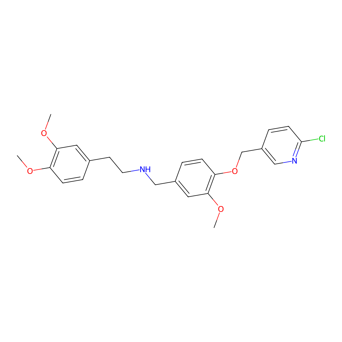 N-(4-((6-chloropyridin-3-yl)methoxy)-3-methoxybenzyl)-2-(3,4-dimethoxyphenyl)ethanamine molecular structure, CAS 775294-82-1
