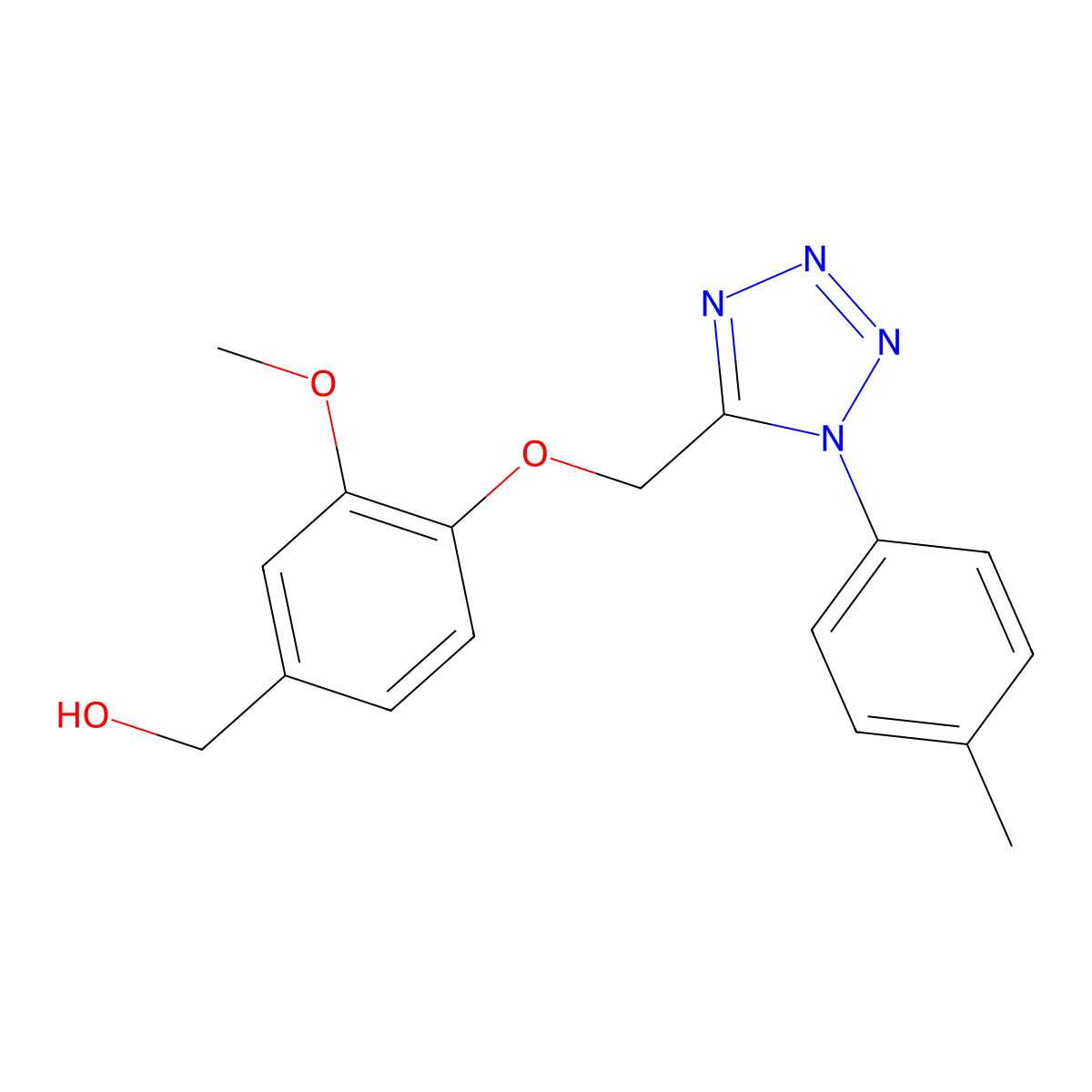 [3-Methoxy-4-[[1-(4-methylphenyl)tetrazol-5-yl]methoxy]phenyl]methanol molecular structure, CAS 775294-88-7
