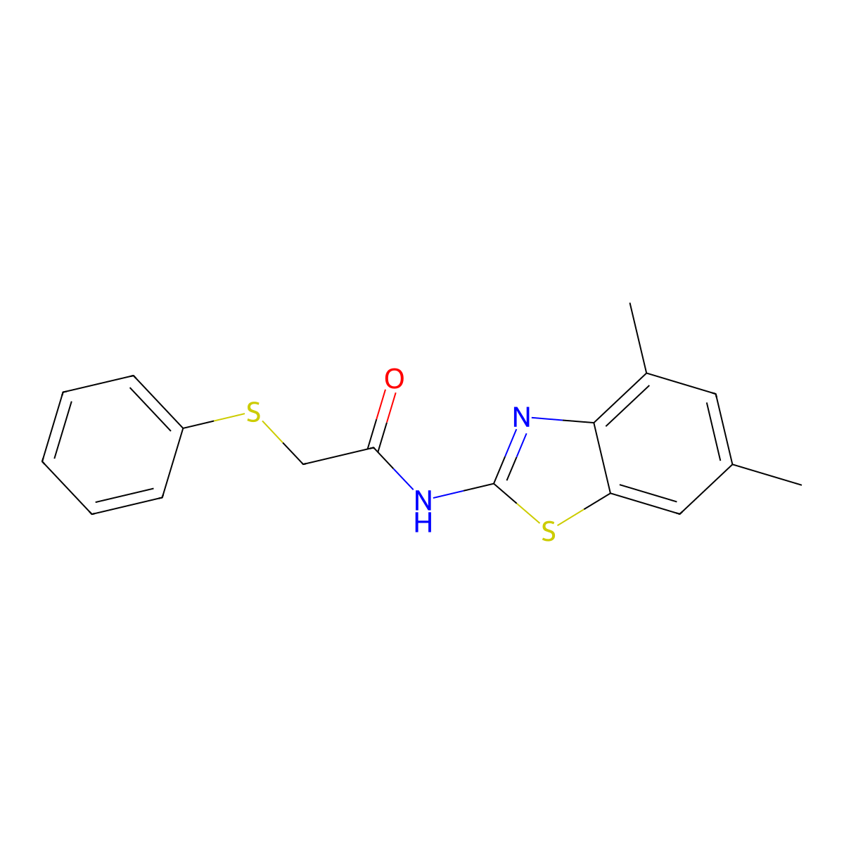 N-(4,6-dimethylbenzo[d]thiazol-2-yl)-2-(phenylthio)acetamide molecular structure, CAS 775295-70-0