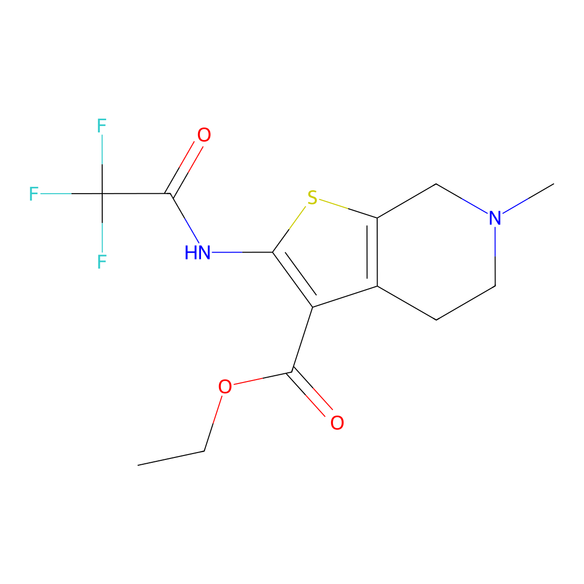 Ethyl 6-methyl-2-[(trifluoroacetyl)amino]-4,5,6,7-tetrahydrothieno[2,3-c]pyridine-3-carboxylate molecular structure, CAS 775297-56-8