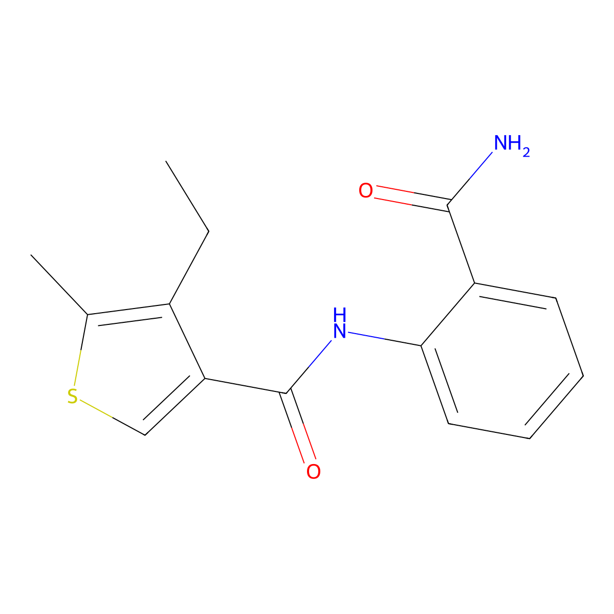 N-(2-carbamoylphenyl)-4-ethyl-5-methyl-3-thiophenecarboxamide molecular structure, CAS 775299-15-5