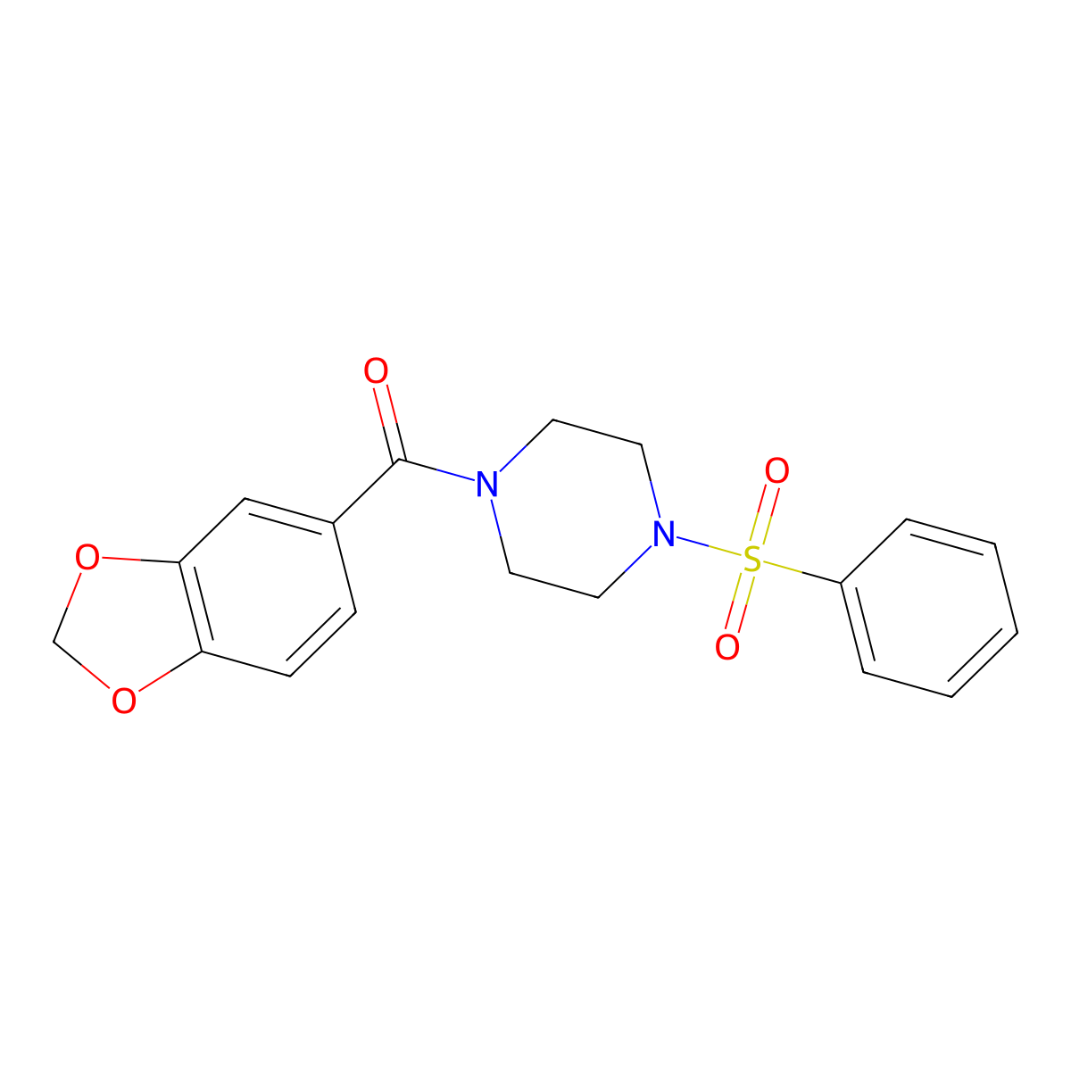 1-(1,3-Benzodioxol-5-ylcarbonyl)-4-(phenylsulfonyl)piperazine molecular structure, CAS 775299-35-9