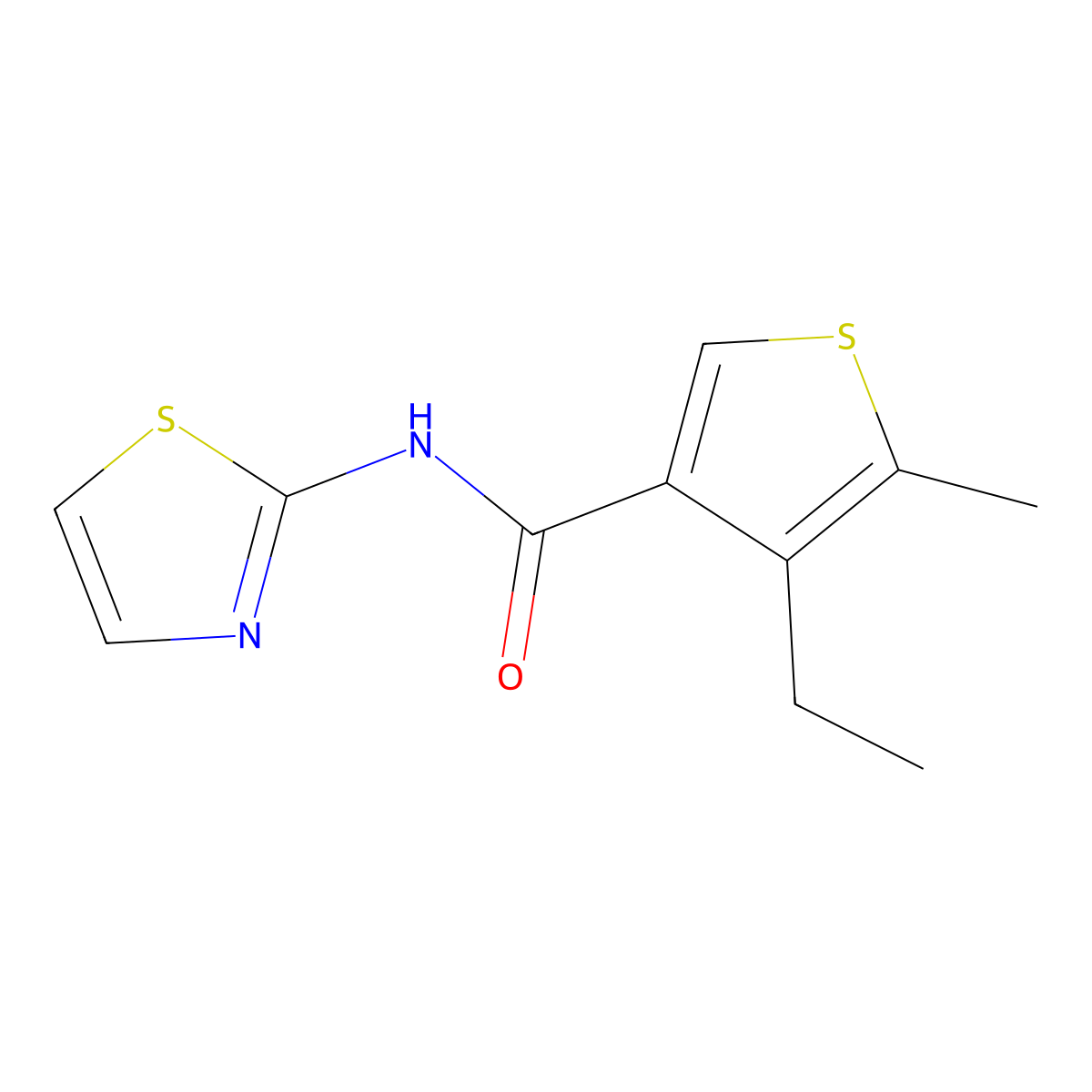 4-ethyl-5-methyl-N-(1,3-thiazol-2-yl)thiophene-3-carboxamide molecular structure, CAS 775299-49-5