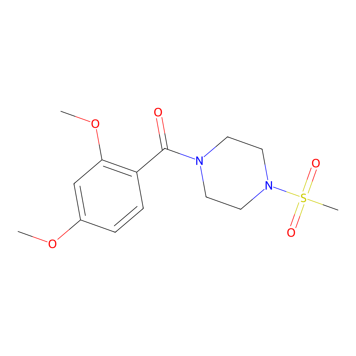 (2,4-Dimethoxyphenyl)-(4-methylsulfonylpiperazin-1-yl)methanone molecular structure, CAS 775299-61-1