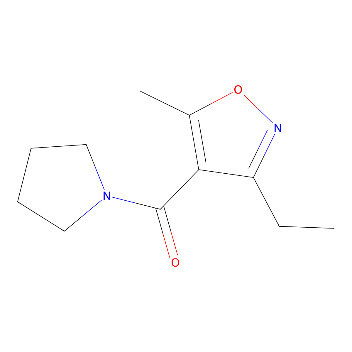 (3-Ethyl-5-methylisoxazol-4-yl)(pyrrolidin-1-yl)methanone molecular structure, CAS 775299-69-9