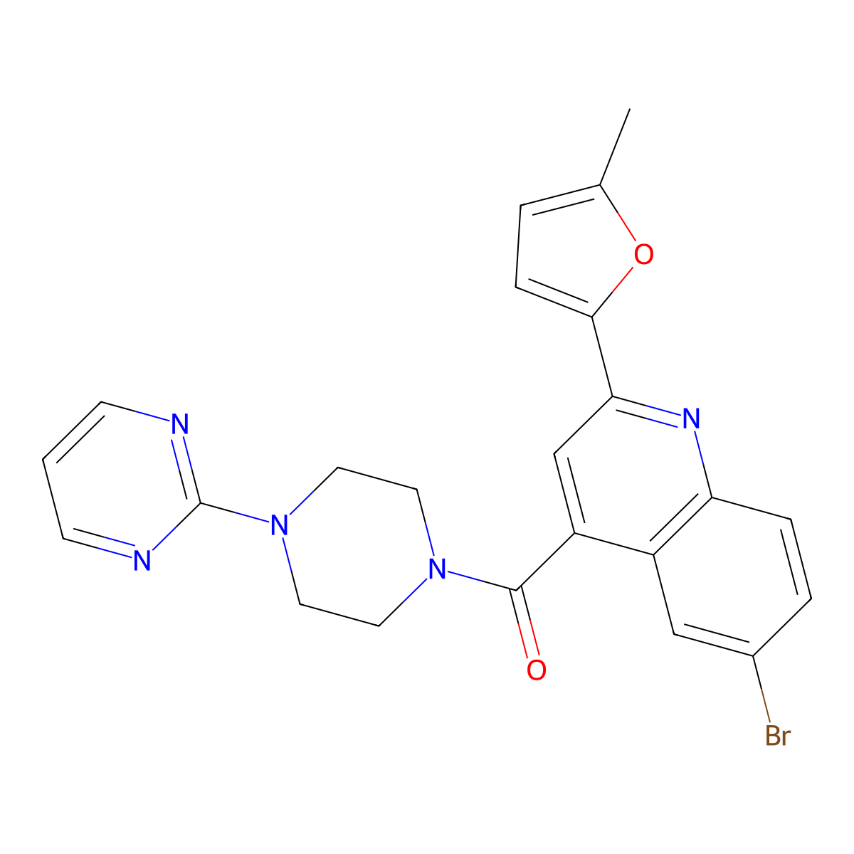 6-Bromo-2-(5-methyl-2-furyl)-4-{[4-(2-pyrimidinyl)-1-piperazinyl]carbonyl}quinoline molecular structure, CAS 775299-88-2