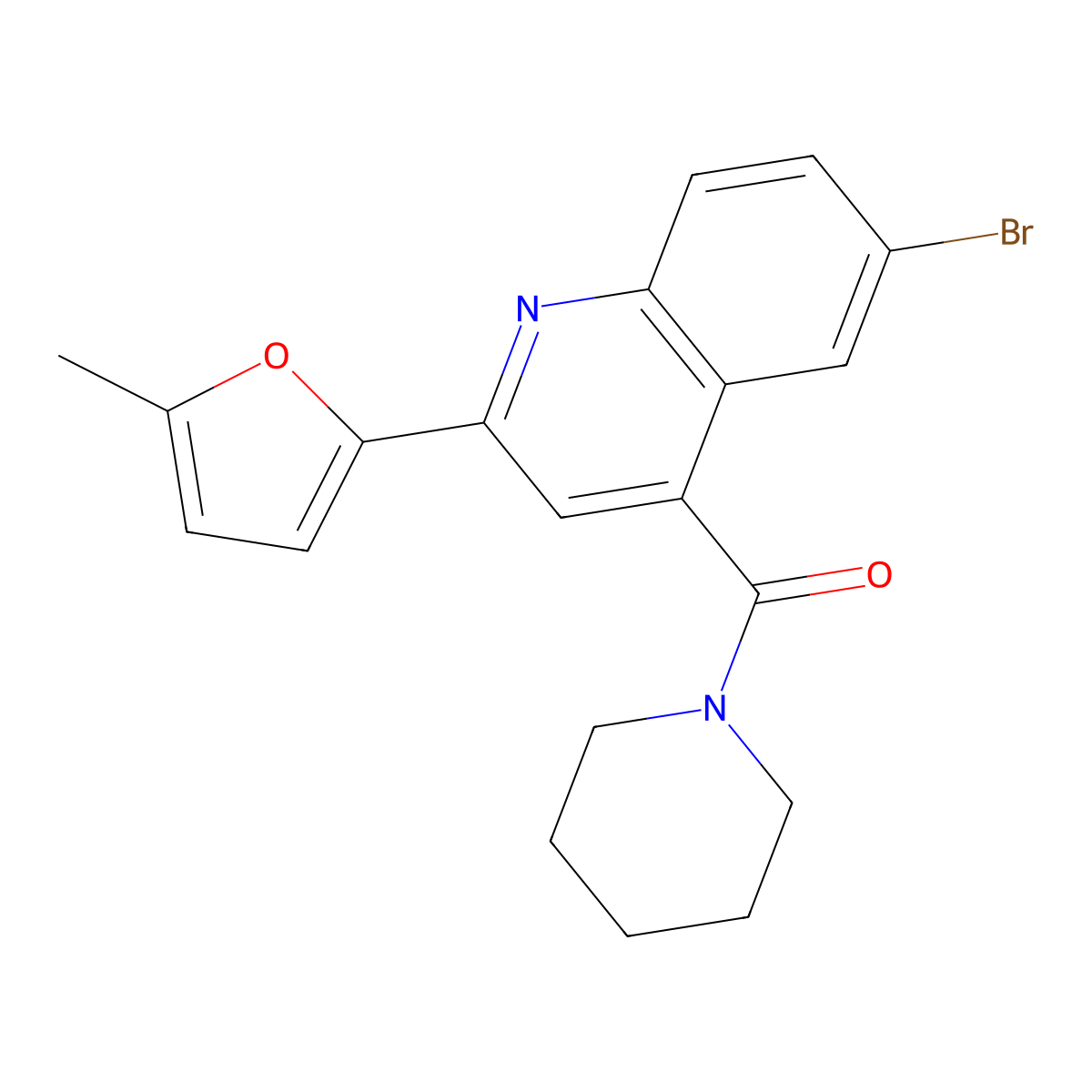 [6-Bromo-2-(5-methylfuran-2-yl)quinolin-4-yl]-piperidin-1-ylmethanone molecular structure, CAS 775300-01-1