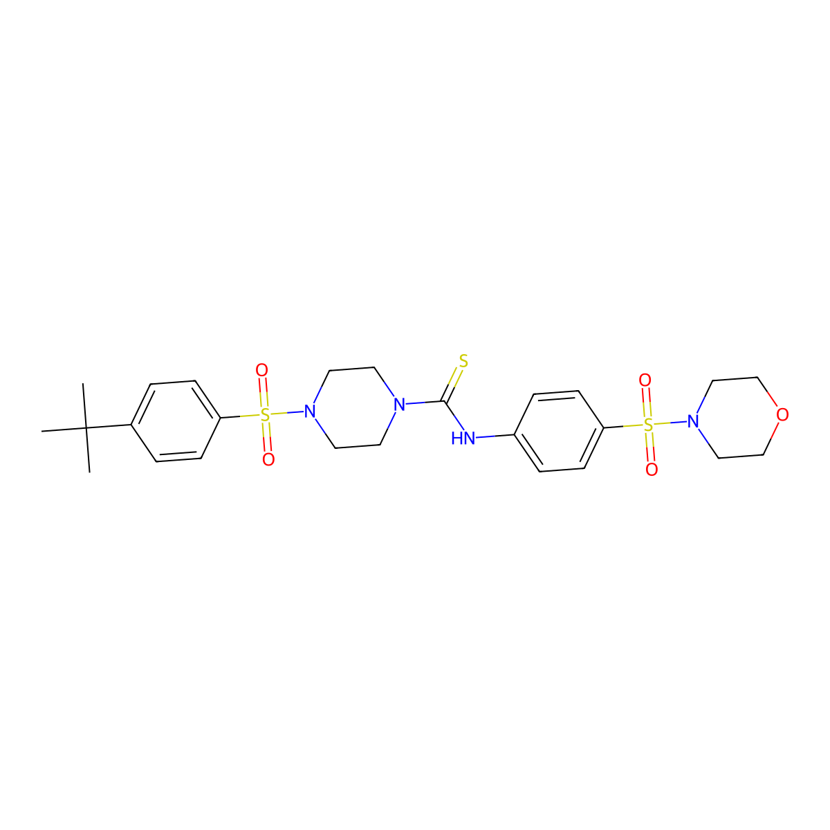 4-[(4-tert-butylphenyl)sulfonyl]-N-[4-(morpholin-4-ylsulfonyl)phenyl]piperazine-1-carbothioamide molecular structure, CAS 775300-62-4