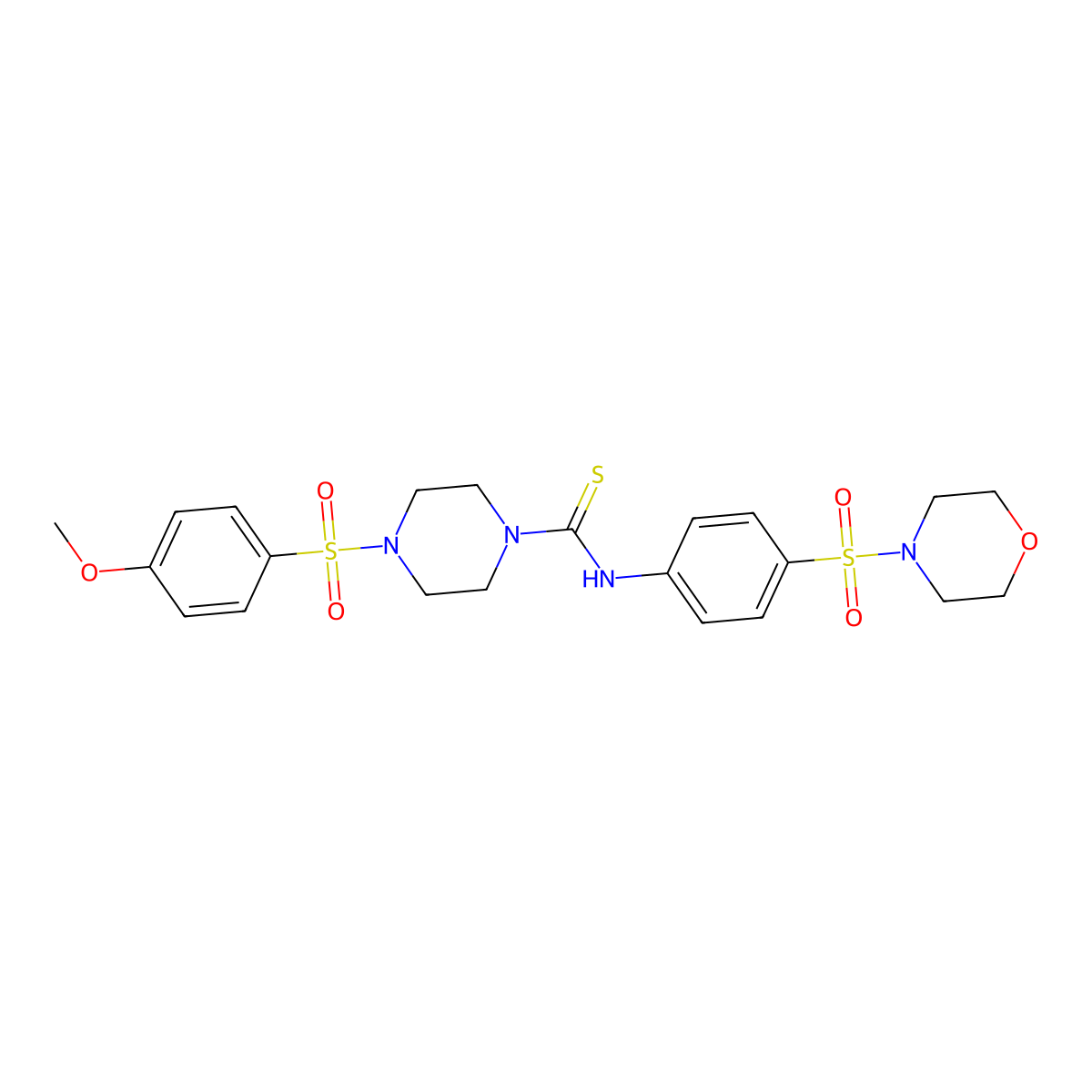 4-[(4-methoxyphenyl)sulfonyl]-N-[4-(morpholin-4-ylsulfonyl)phenyl]piperazine-1-carbothioamide molecular structure, CAS 775300-85-1