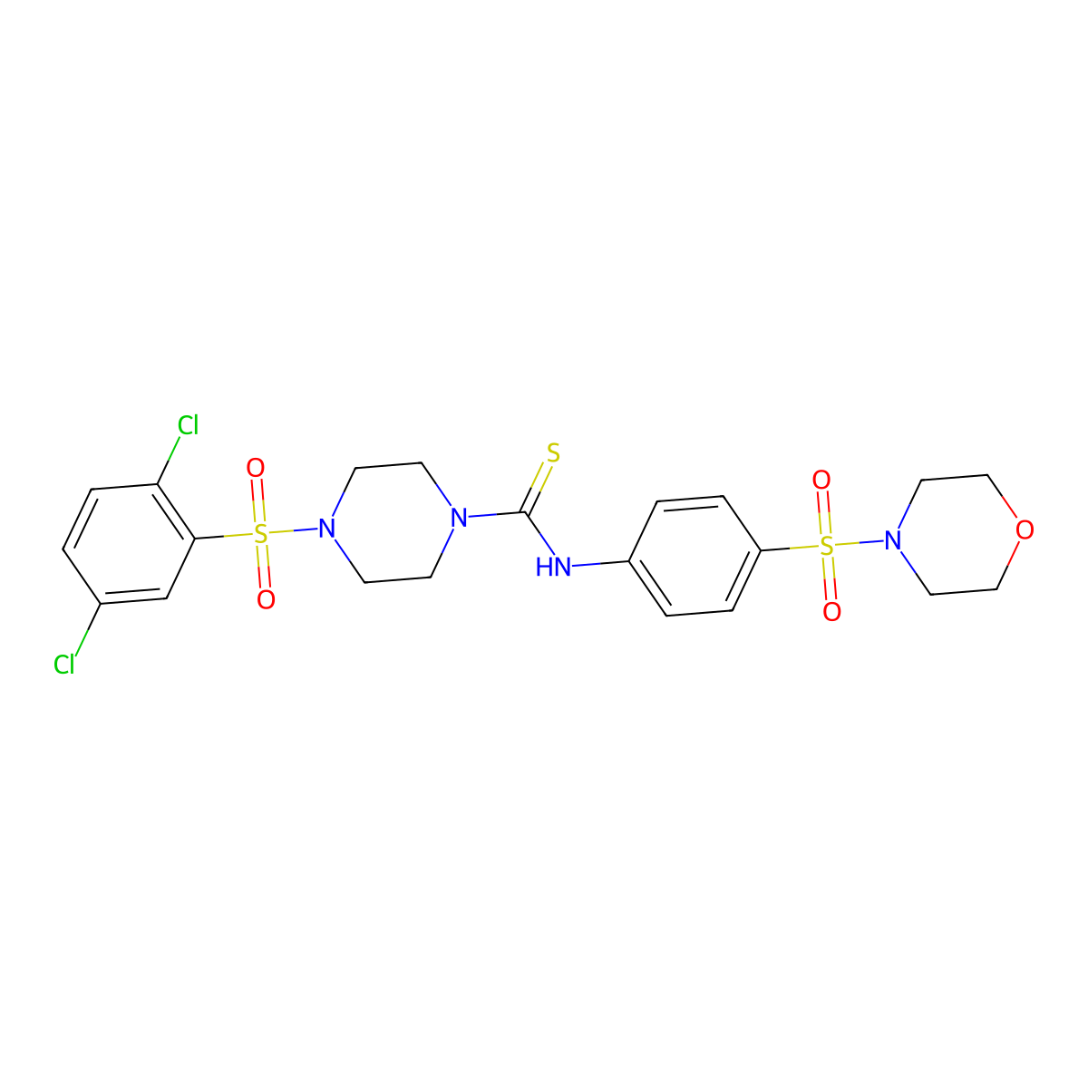 4-[(2,5-dichlorophenyl)sulfonyl]-N-[4-(morpholin-4-ylsulfonyl)phenyl]piperazine-1-carbothioamide molecular structure, CAS 775300-89-5
