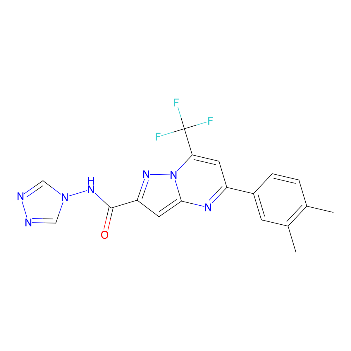 5-(3,4-dimethylphenyl)-N-(1,2,4-triazol-4-yl)-7-(trifluoromethyl)pyrazolo[1,5-a]pyrimidine-2-carboxamide molecular structure, CAS 775300-96-4