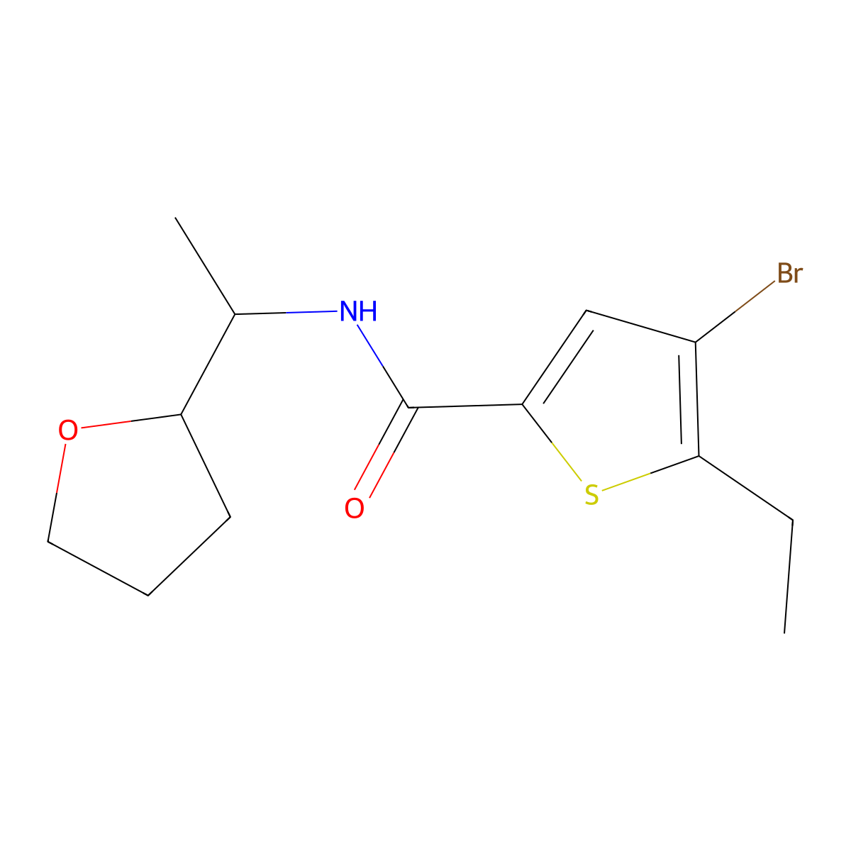 4-bromo-5-ethyl-N-[1-(oxolan-2-yl)ethyl]thiophene-2-carboxamide molecular structure, CAS 775301-05-8
