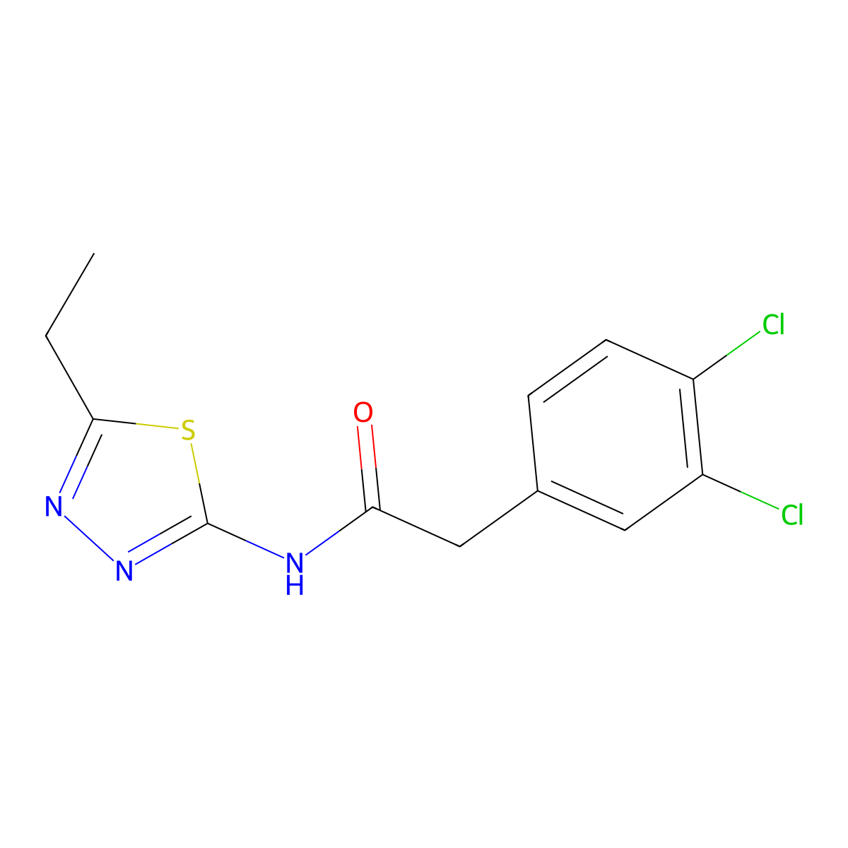 2-(3,4-dichlorophenyl)-N-(5-ethyl-1,3,4-thiadiazol-2-yl)acetamide molecular structure, CAS 775301-08-1