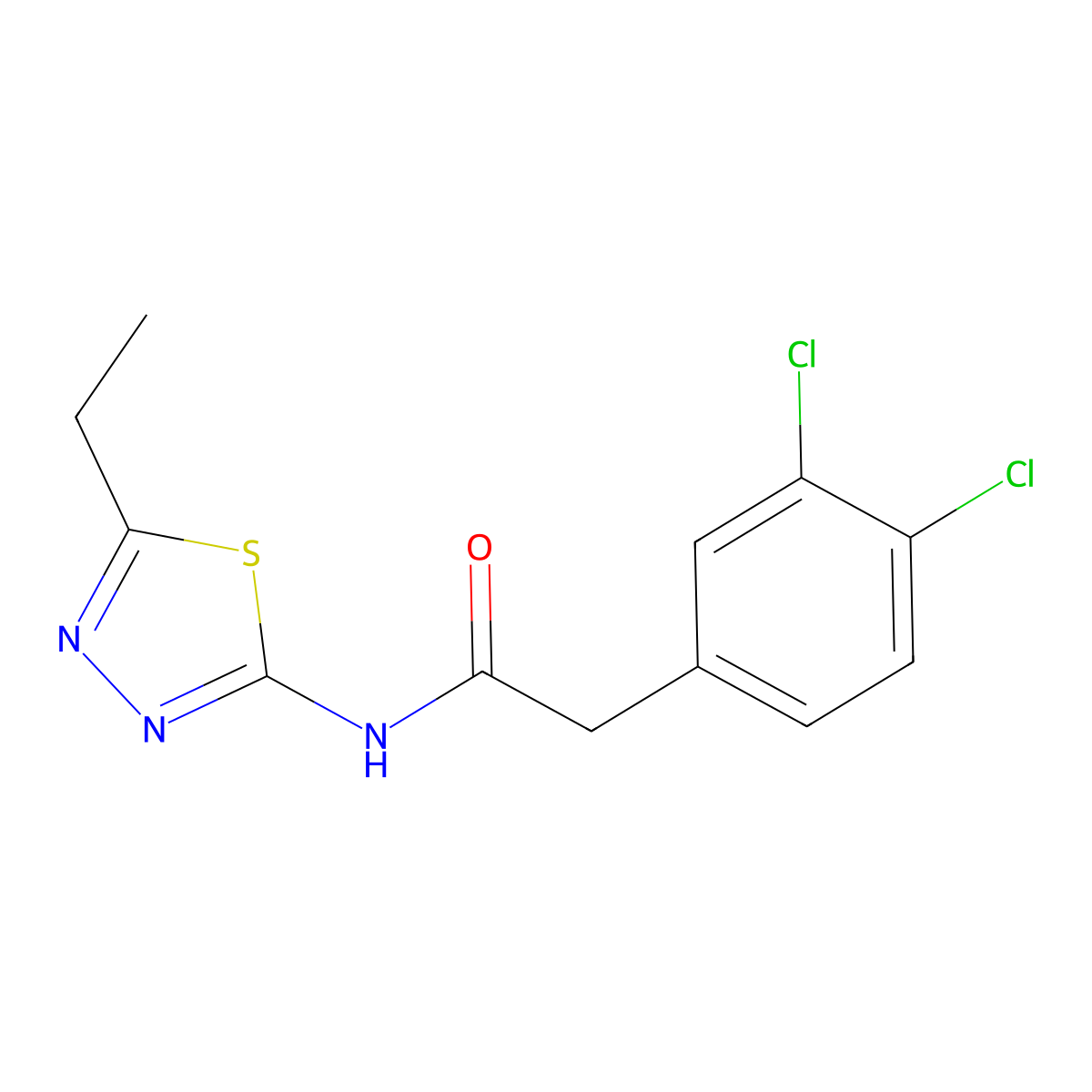 2-(3,4-dichlorophenyl)-N-(5-ethyl-1,3,4-thiadiazol-2-yl)acetamide molecular structure, CAS 775301-08-1