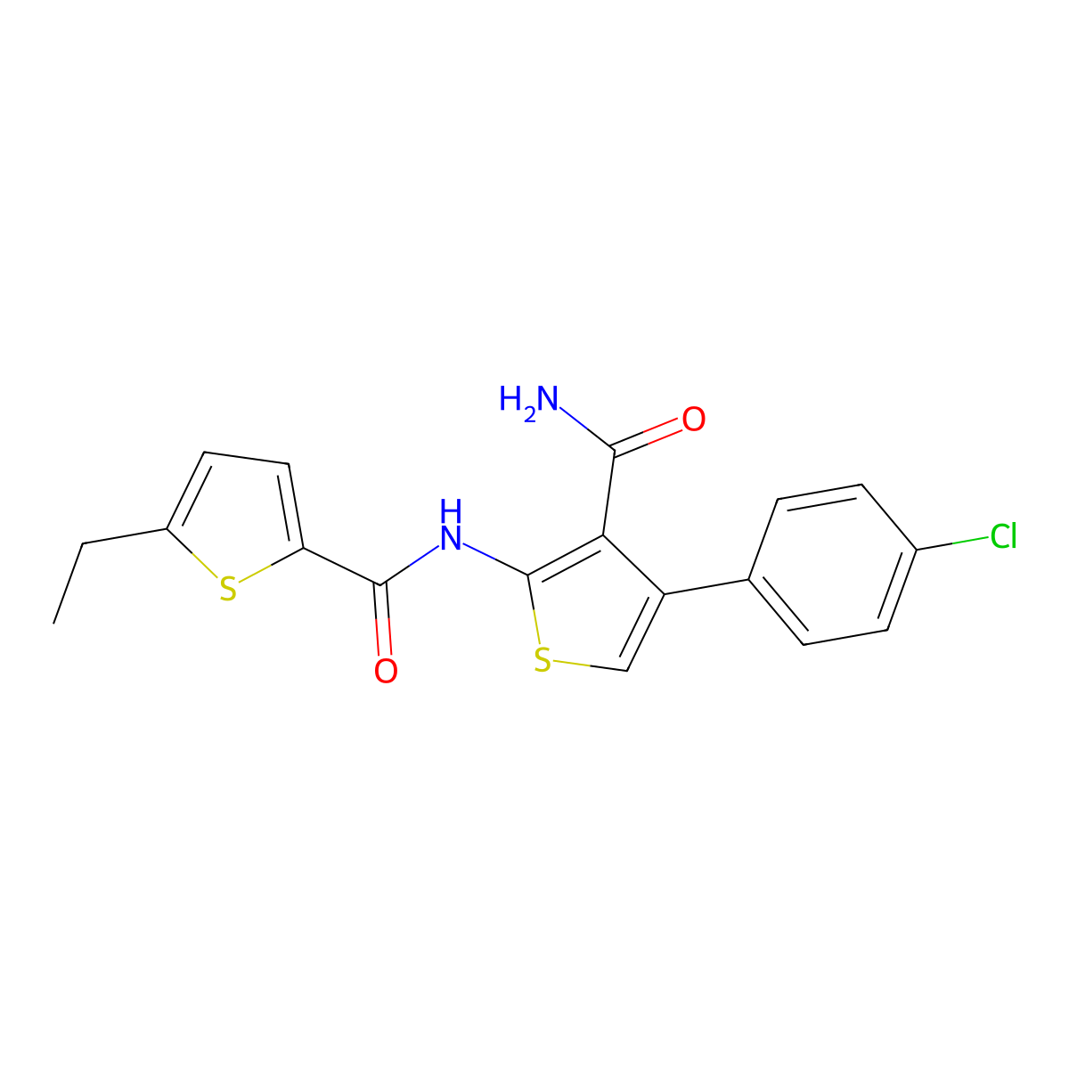 4-(4-Chlorophenyl)-2-[(5-ethylthiophene-2-carbonyl)amino]thiophene-3-carboxamide molecular structure, CAS 775301-11-6
