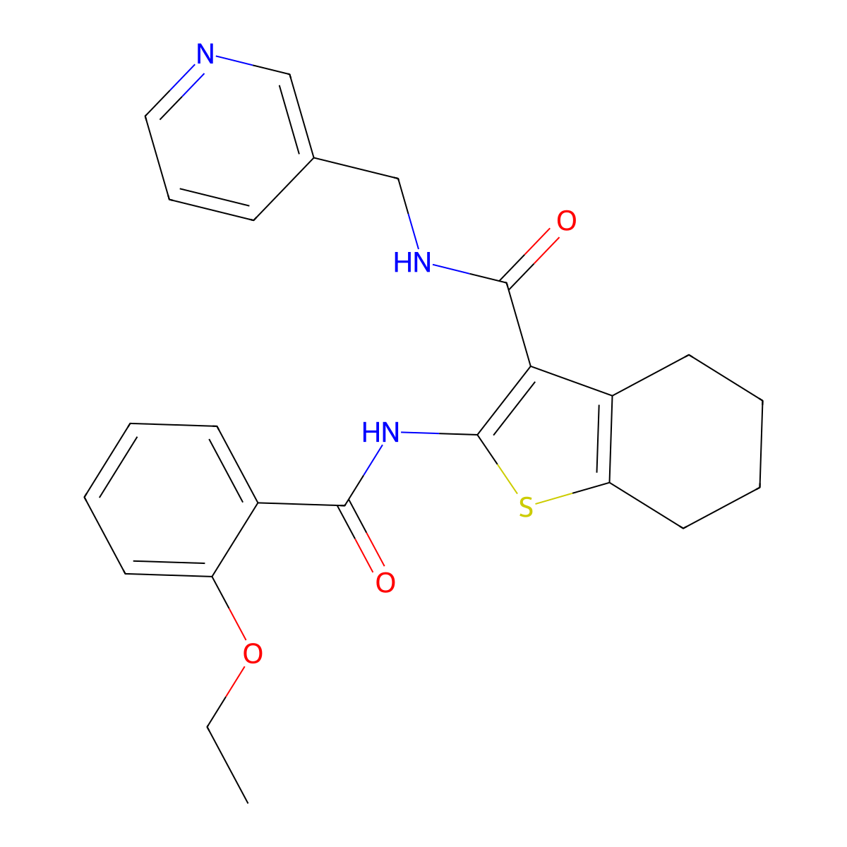2-[(2-ethoxybenzoyl)amino]-N-(pyridin-3-ylmethyl)-4,5,6,7-tetrahydro-1-benzothiophene-3-carboxamide molecular structure, CAS 775301-13-8