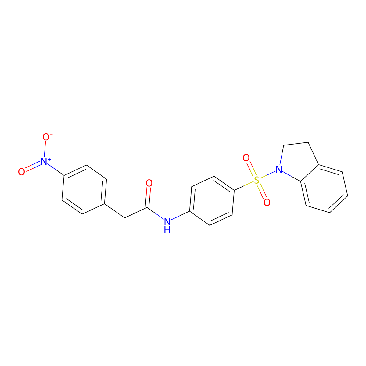 N-[4-(2,3-dihydroindol-1-ylsulfonyl)phenyl]-2-(4-nitrophenyl)acetamide molecular structure, CAS 775301-14-9