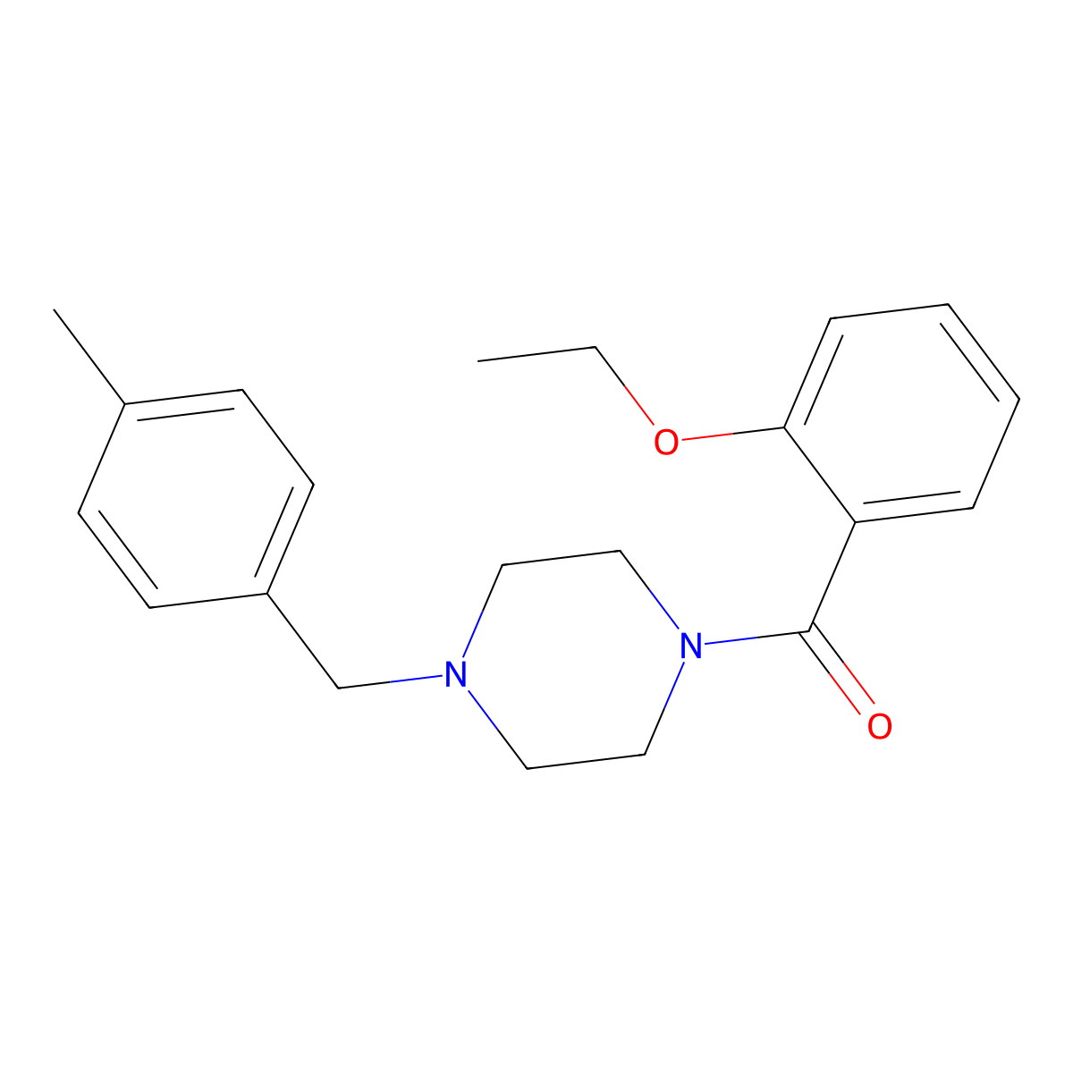 (2-Ethoxyphenyl)-[4-[(4-methylphenyl)methyl]piperazin-1-yl]methanone molecular structure, CAS 775301-20-7