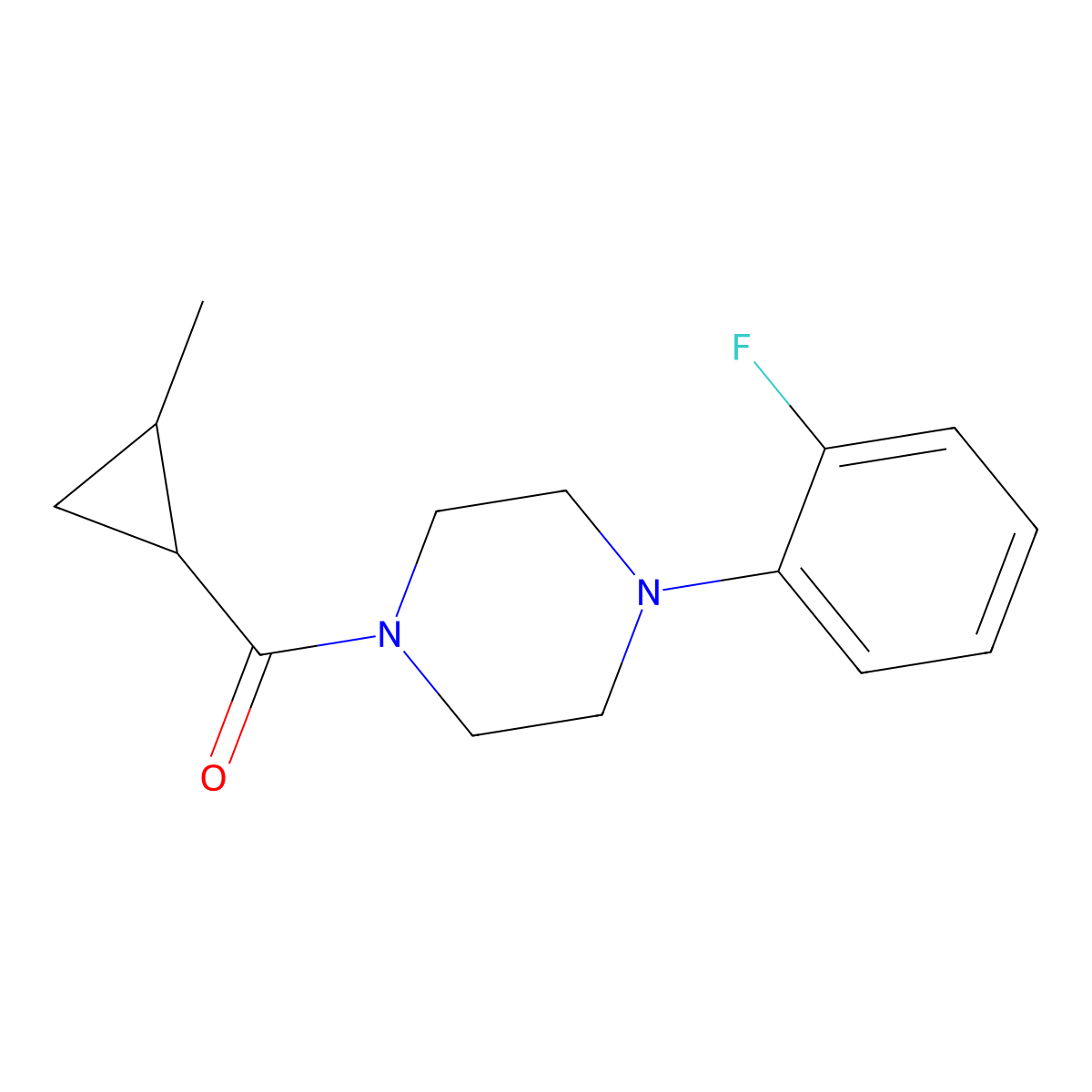 [4-(2-Fluorophenyl)piperazin-1-yl]-(2-methylcyclopropyl)methanone molecular structure, CAS 775301-23-0