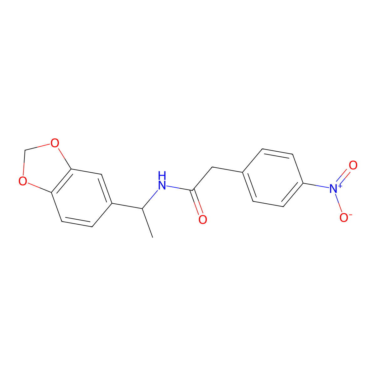 N-[1-(1,3-benzodioxol-5-yl)ethyl]-2-(4-nitrophenyl)acetamide molecular structure, CAS 775301-28-5