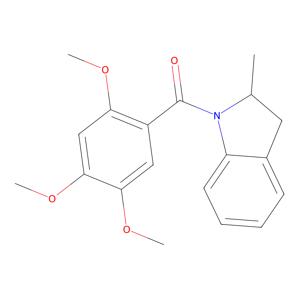 (2-Methyl-2,3-dihydroindol-1-yl)-(2,4,5-trimethoxyphenyl)methanone molecular structure, CAS 775301-40-1