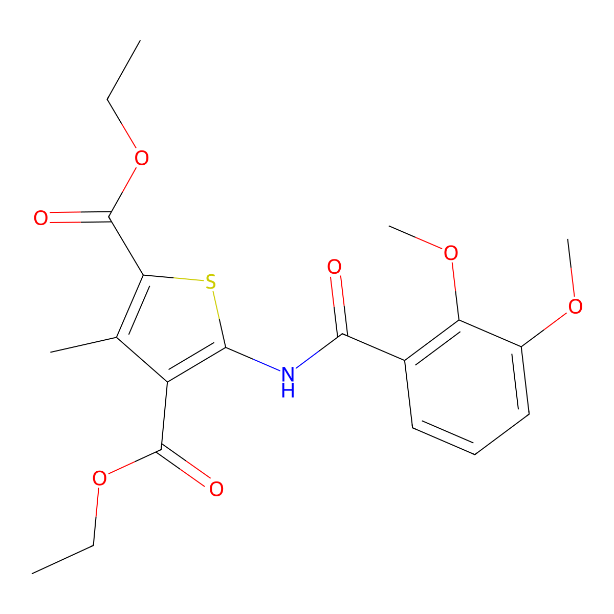 Diethyl 5-(2,3-dimethoxybenzamido)-3-methylthiophene-2,4-dicarboxylate molecular structure, CAS 775301-42-3