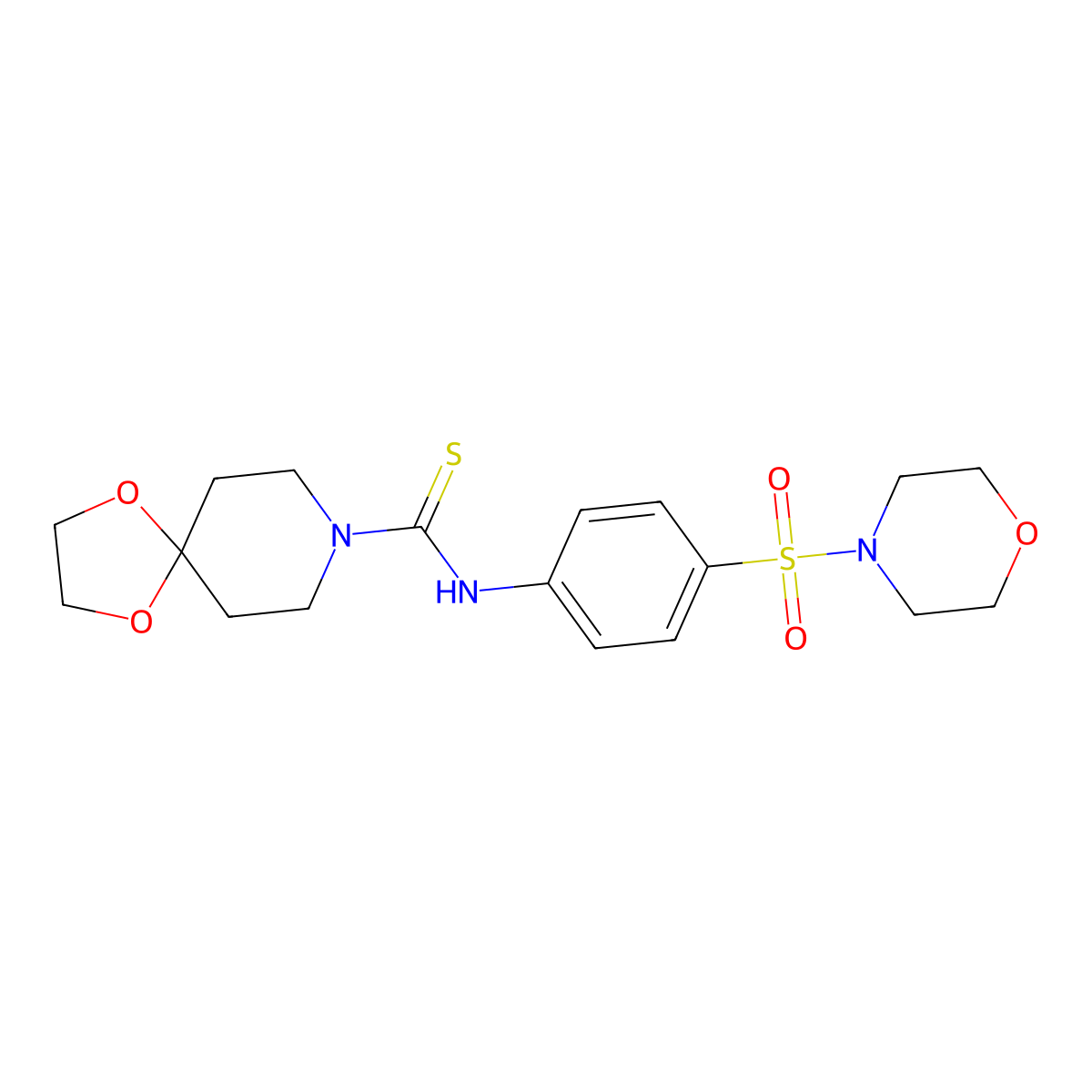 N-[4-(morpholin-4-ylsulfonyl)phenyl]-1,4-dioxa-8-azaspiro[4.5]decane-8-carbothioamide molecular structure, CAS 775301-52-5