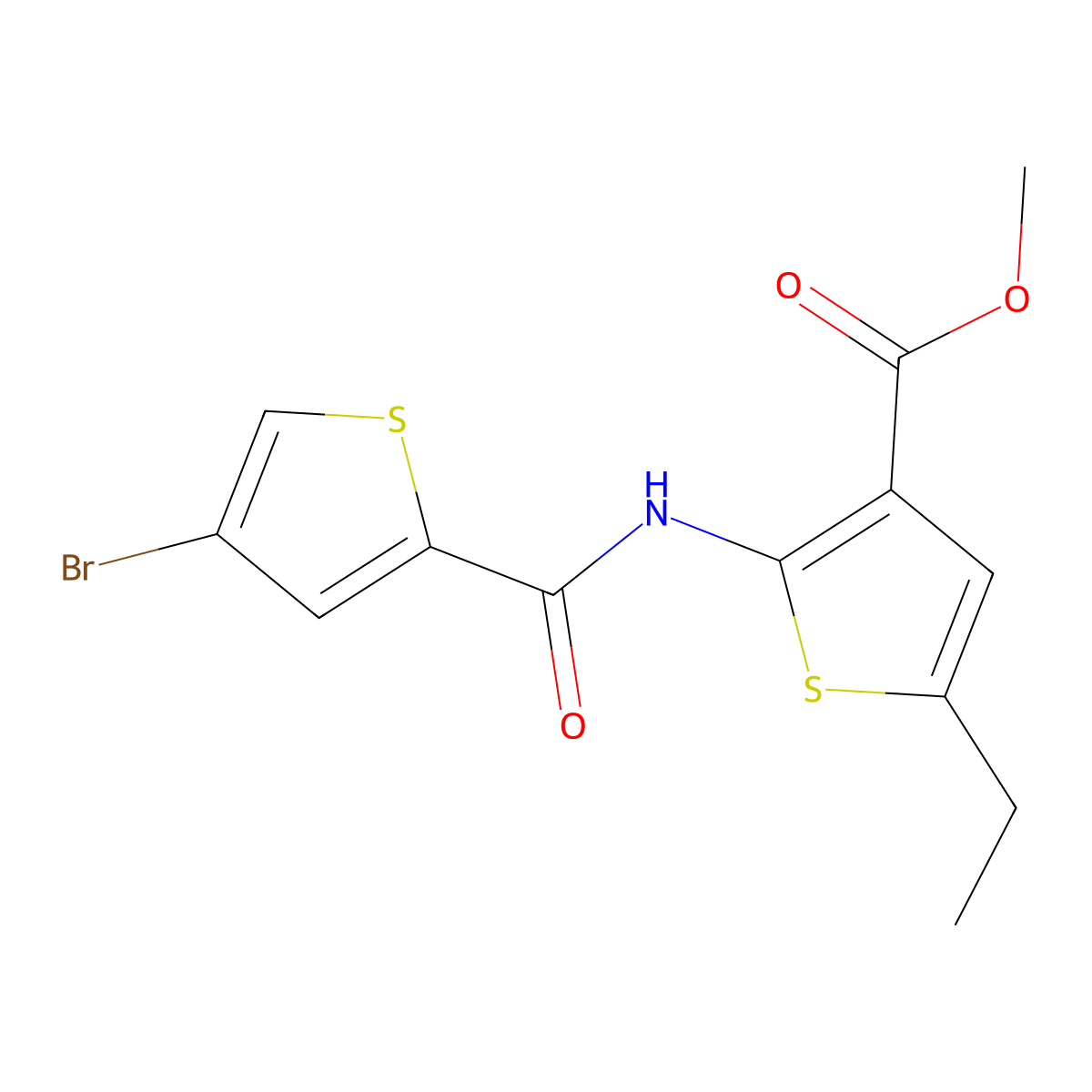 Methyl 2-{[(4-bromo-2-thienyl)carbonyl]amino}-5-ethyl-3-thiophenecarboxylate molecular structure, CAS 775301-55-8