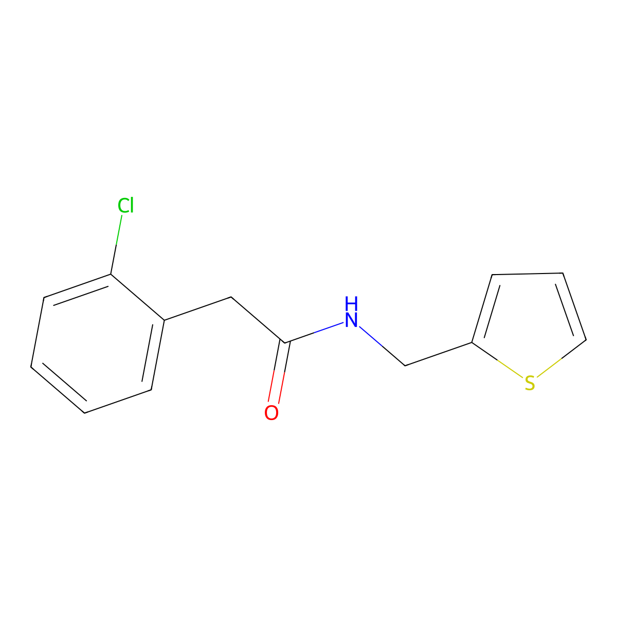 2-(2-chlorophenyl)-N-(thiophen-2-ylmethyl)acetamide molecular structure, CAS 775301-63-8