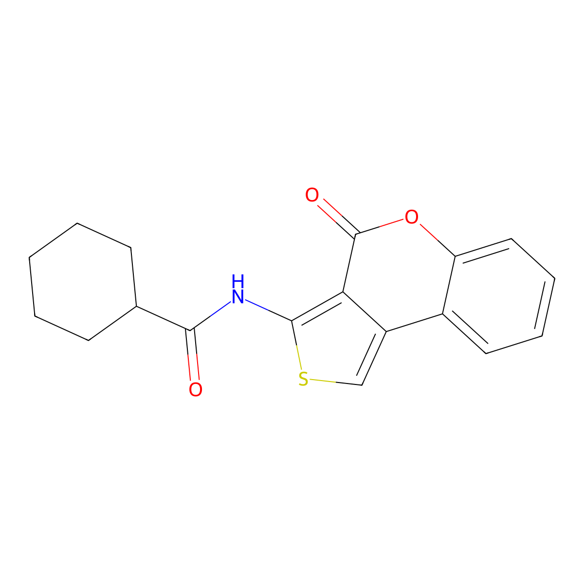 N-(4-oxothieno[3,4-c]chromen-3-yl)cyclohexanecarboxamide molecular structure, CAS 775301-75-2