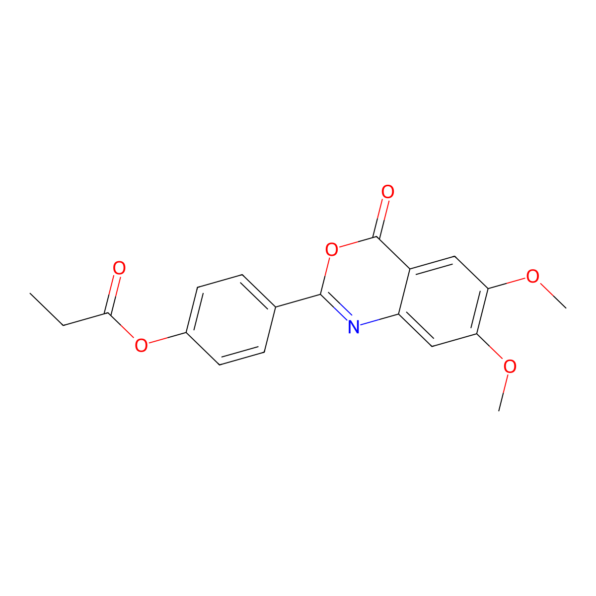 4-(6,7-dimethoxy-4-oxo-4H-3,1-benzoxazin-2-yl)phenyl propanoate molecular structure, CAS 775302-13-1