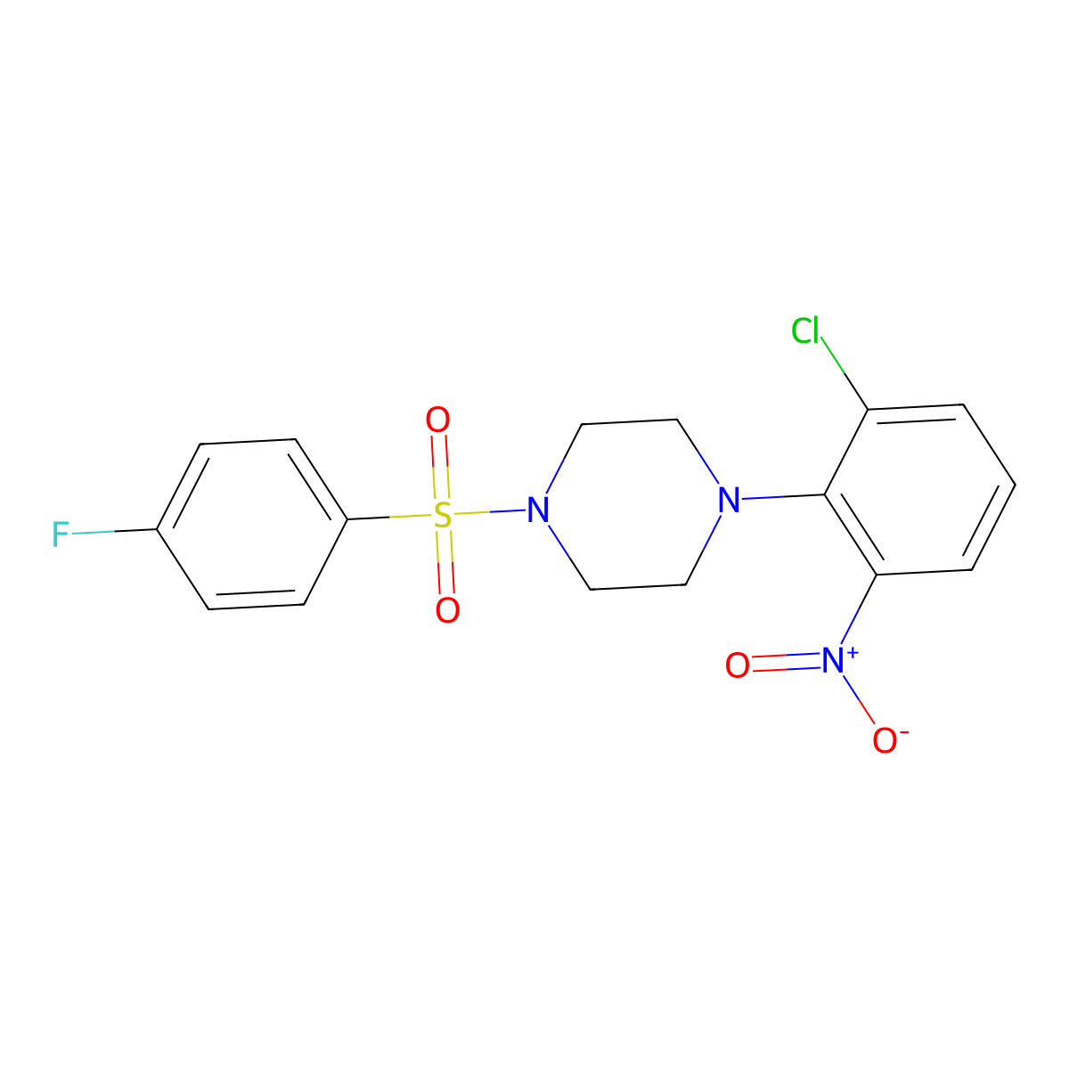 1-(2-Chloro-6-nitrophenyl)-4-(4-fluorophenyl)sulfonylpiperazine molecular structure, CAS 775302-63-1