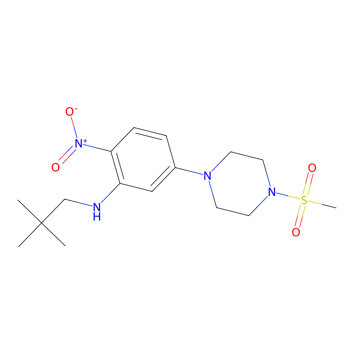N-(2,2-dimethylpropyl)-5-(4-methylsulfonylpiperazin-1-yl)-2-nitroaniline molecular structure, CAS 775302-65-3
