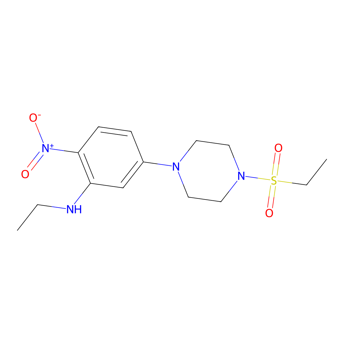 N-ethyl-5-(4-ethylsulfonylpiperazin-1-yl)-2-nitroaniline molecular structure, CAS 775302-66-4