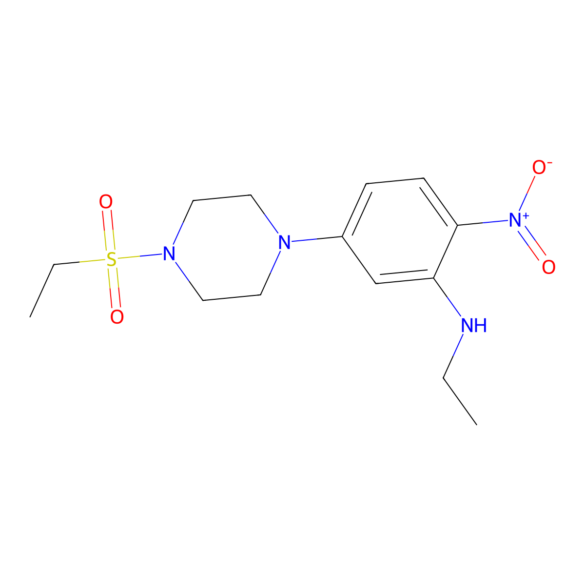 N-ethyl-5-(4-ethylsulfonylpiperazin-1-yl)-2-nitroaniline molecular structure, CAS 775302-66-4