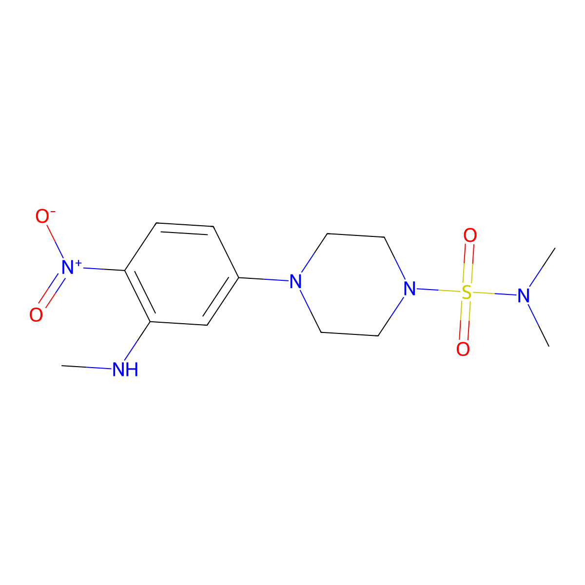 N,N-dimethyl-4-[3-(methylamino)-4-nitrophenyl]piperazine-1-sulfonamide molecular structure, CAS 775302-67-5