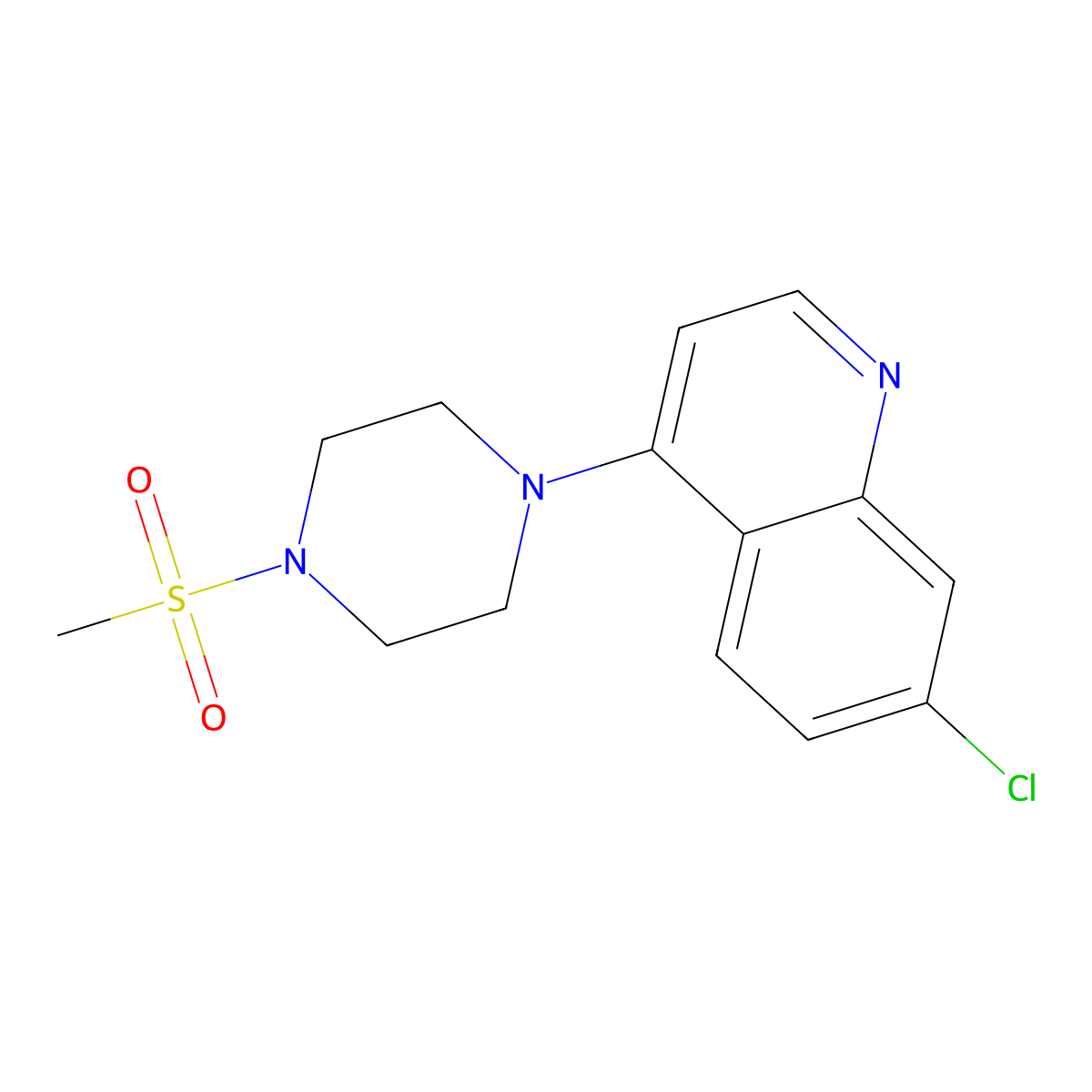 7-Chloro-4-(4-methylsulfonylpiperazin-1-yl)quinoline molecular structure, CAS 775302-73-3