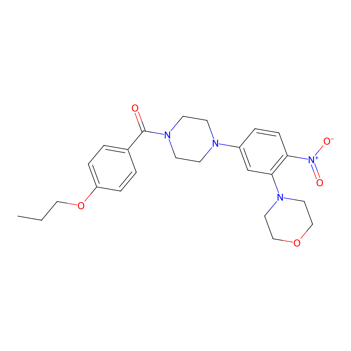 [4-(3-Morpholin-4-yl-4-nitrophenyl)piperazin-1-yl]-(4-propoxyphenyl)methanone molecular structure, CAS 775302-80-2