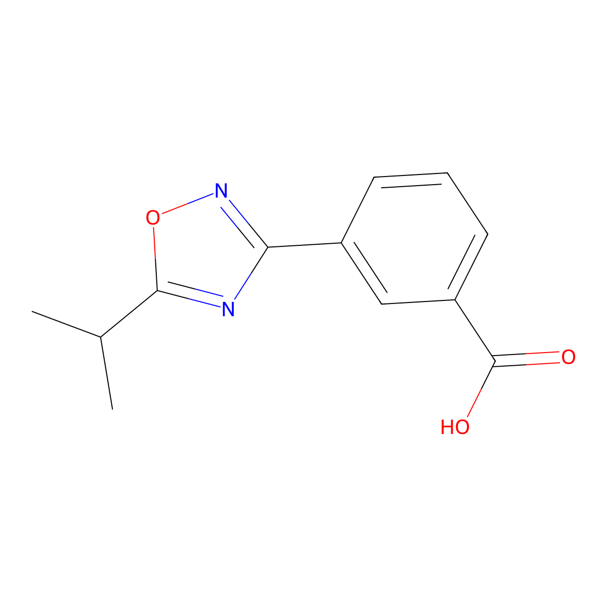 3-(5-Isopropyl-1,2,4-oxadiazol-3-yl)benzoic acid molecular structure, CAS 775303-99-6