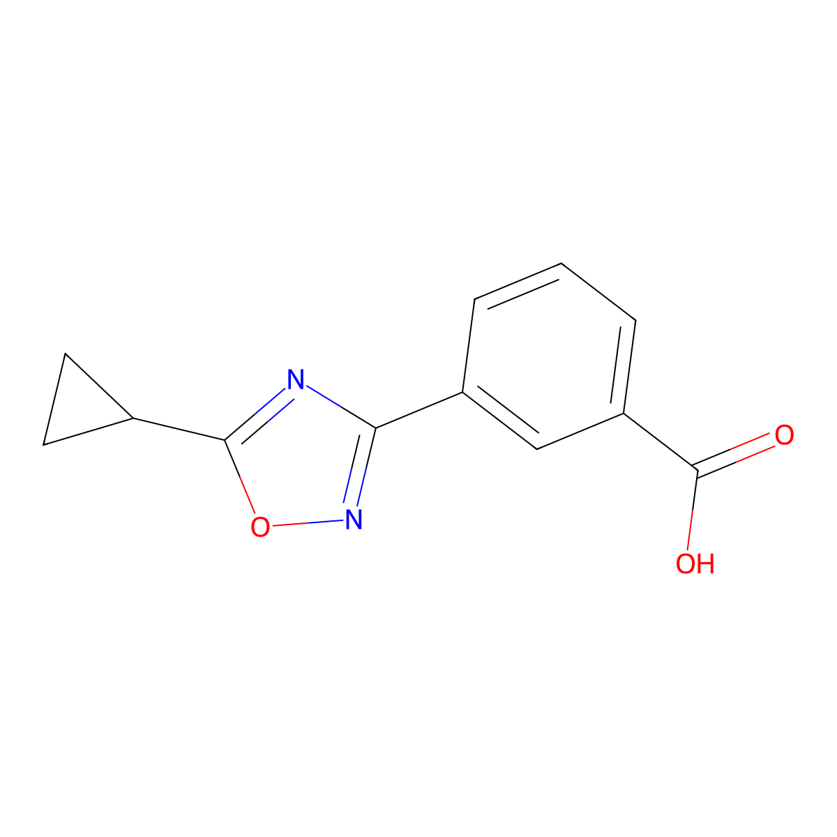 3-(5-Cyclopropyl-1,2,4-oxadiazol-3-yl)benzoic acid molecular structure, CAS 775304-11-5