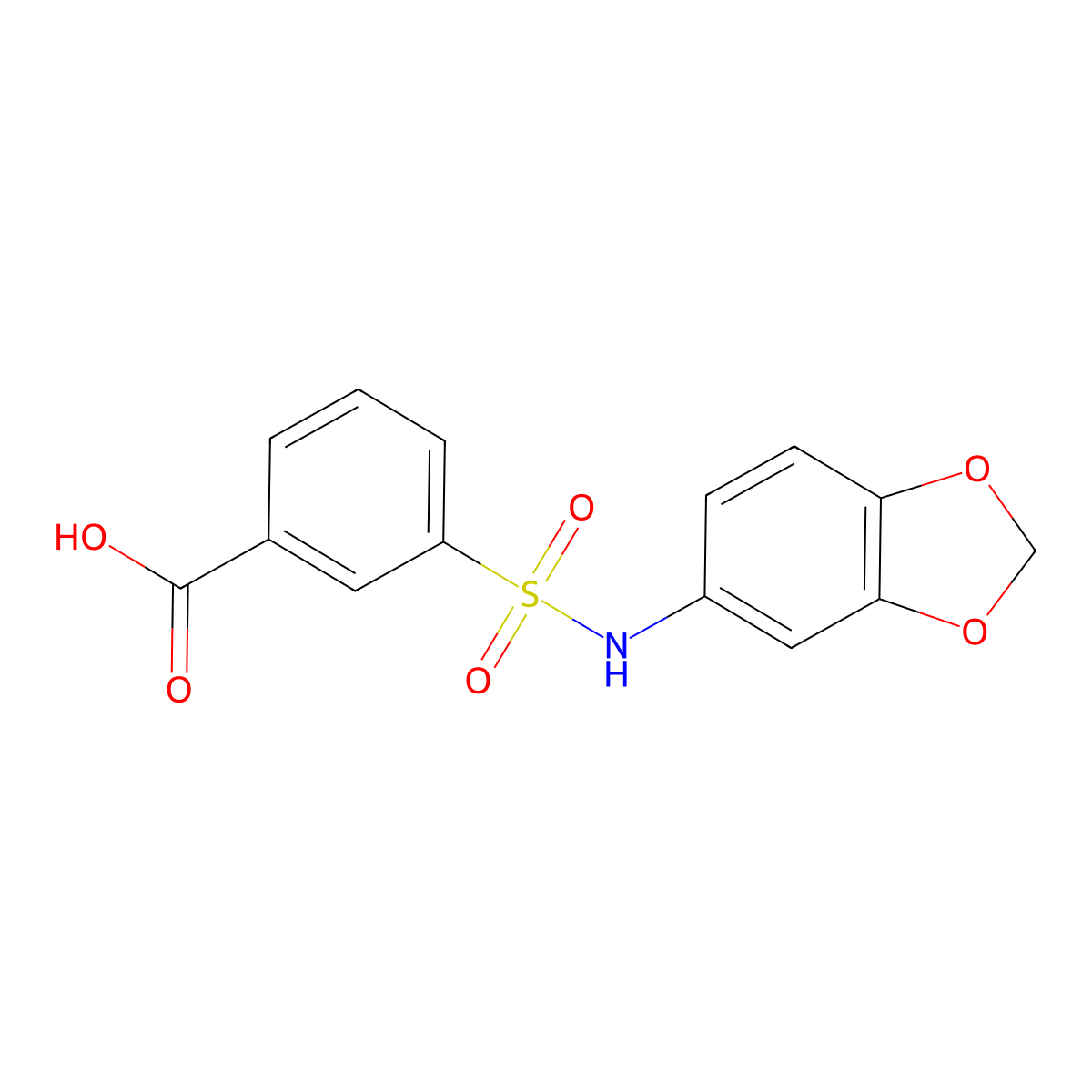 3-((1,3-Dioxaindan-5-yl)sulfamoyl)benzoic acid molecular structure, CAS 775310-75-3