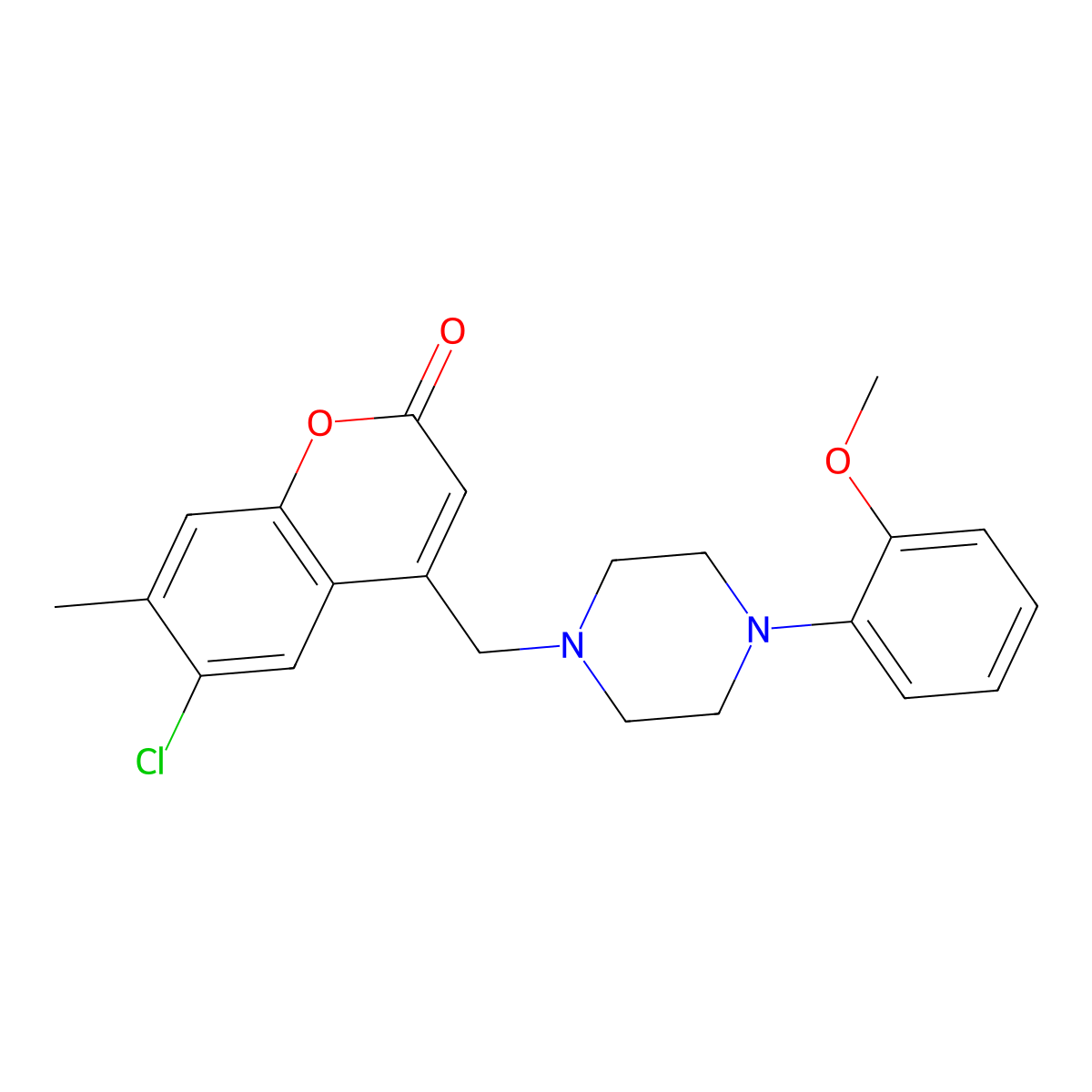 6-chloro-4-((4-(2-methoxyphenyl)piperazin-1-yl)methyl)-7-methyl-2H-chromen-2-one molecular structure, CAS 775311-51-8