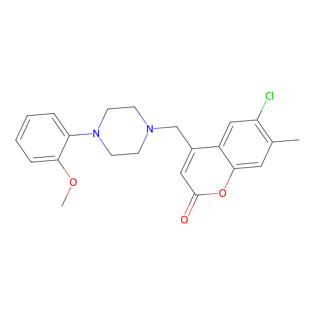 6-chloro-4-((4-(2-methoxyphenyl)piperazin-1-yl)methyl)-7-methyl-2H-chromen-2-one molecular structure, CAS 775311-51-8