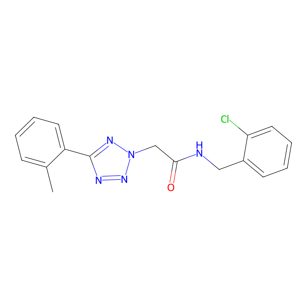N-(2-chlorobenzyl)-2-[5-(2-methylphenyl)-2H-tetrazol-2-yl]acetamide molecular structure, CAS 775313-44-5