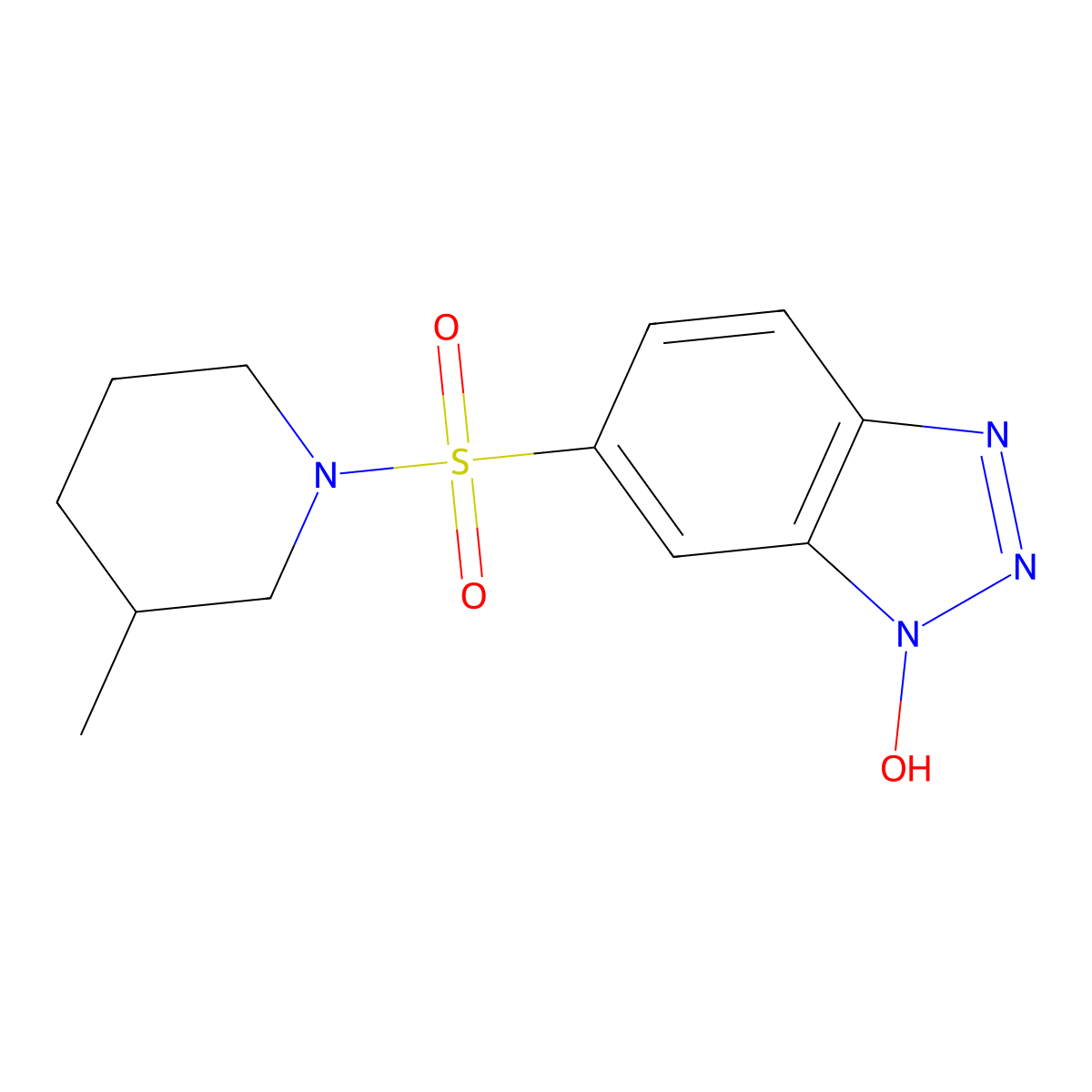 6-[(3-methylpiperidin-1-yl)sulfonyl]-1H-1,2,3-benzotriazol-1-ol molecular structure, CAS 775314-77-7