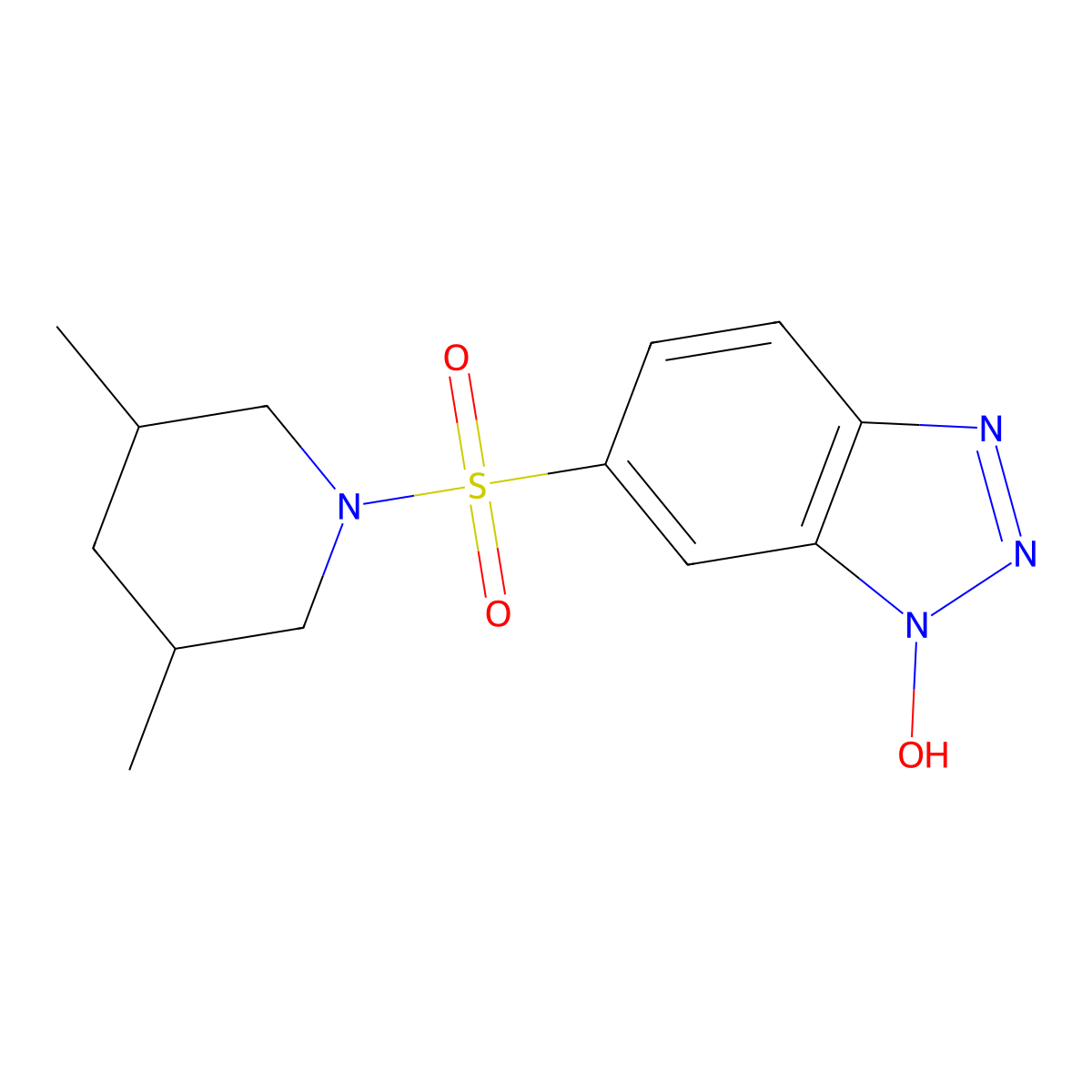 6-[(3,5-dimethylpiperidin-1-yl)sulfonyl]-1H-1,2,3-benzotriazol-1-ol molecular structure, CAS 775314-78-8
