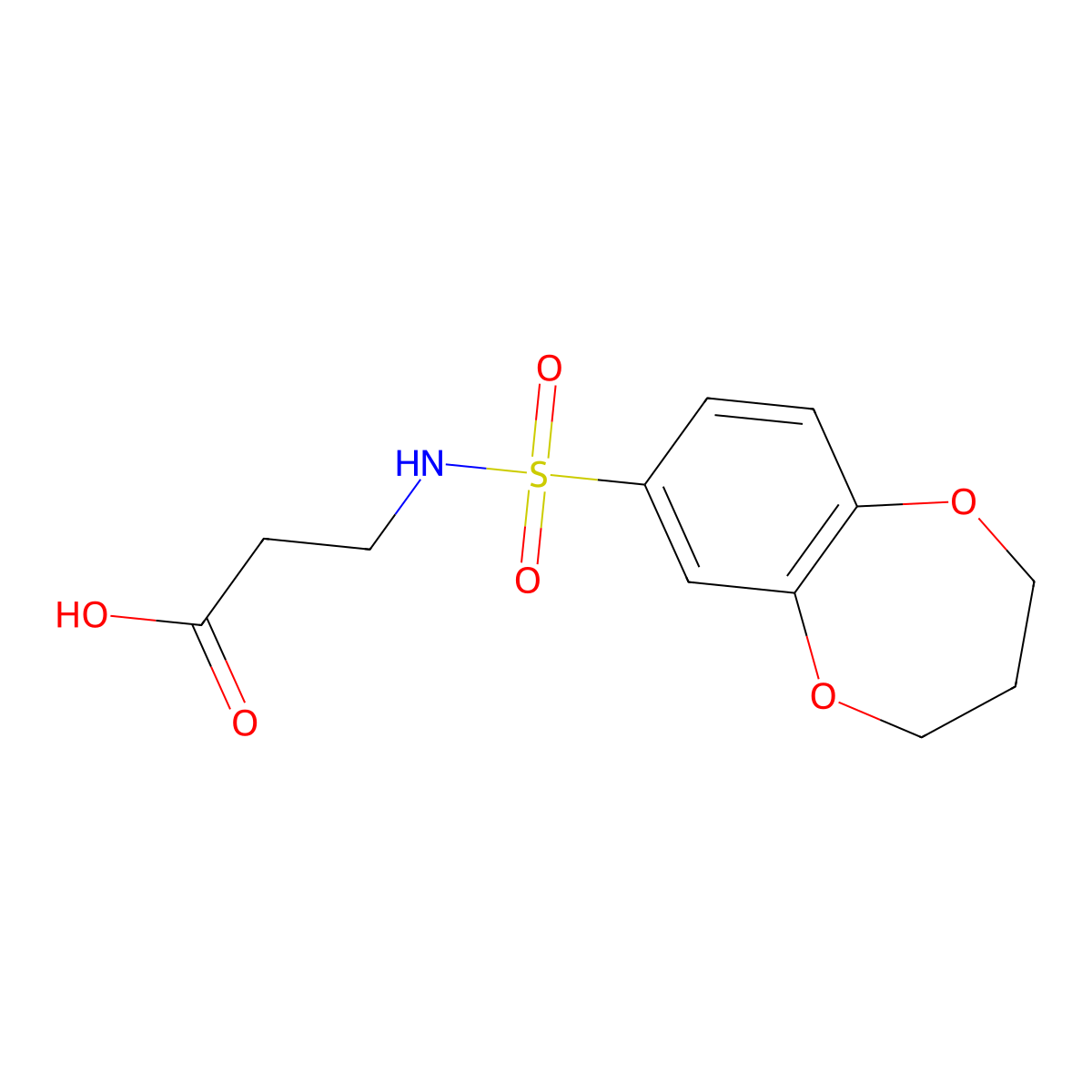 3-(3,4-dihydro-2H-1,5-benzodioxepine-7-sulfonamido)propanoic acid molecular structure, CAS 775314-99-3