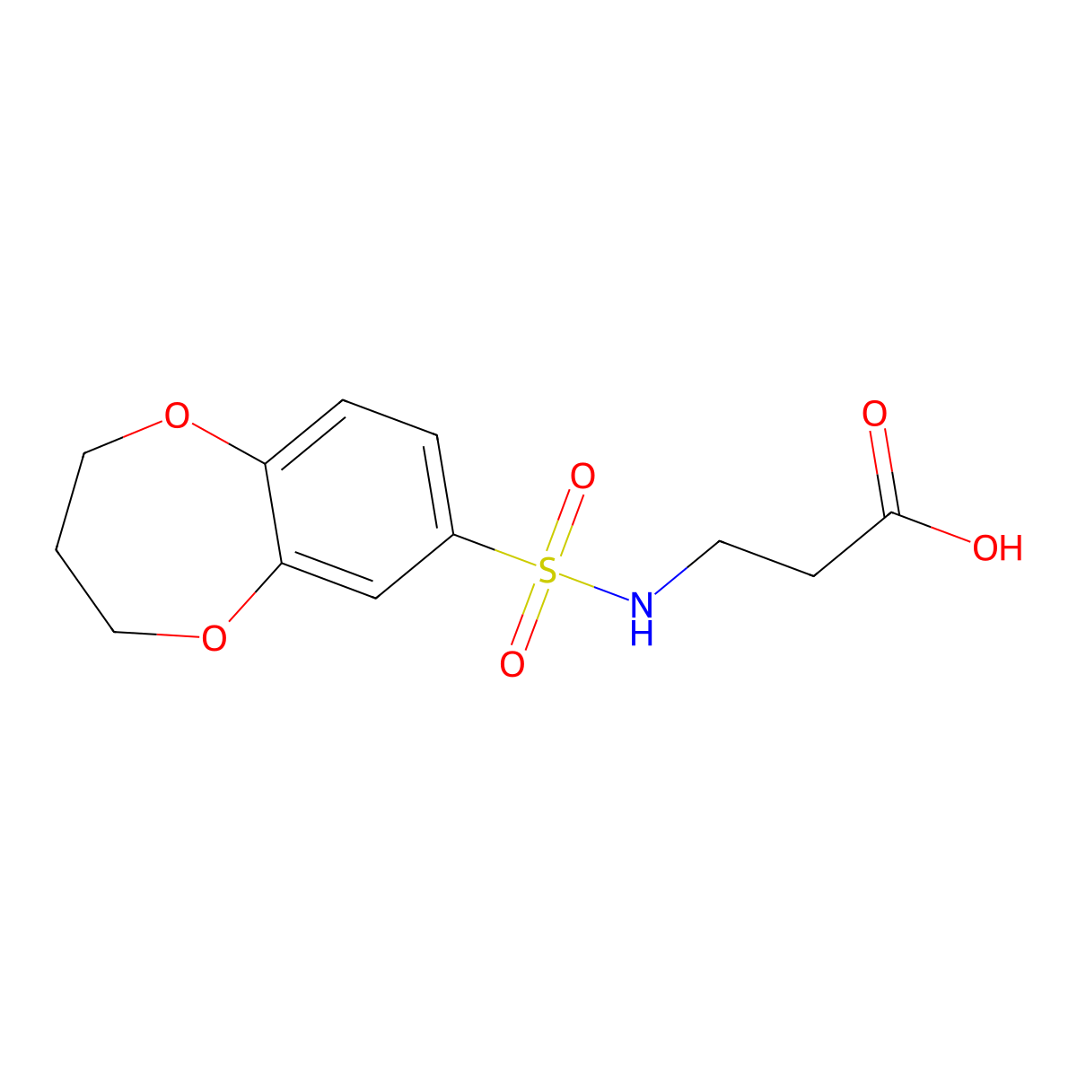 3-(3,4-dihydro-2H-1,5-benzodioxepine-7-sulfonamido)propanoic acid molecular structure, CAS 775314-99-3